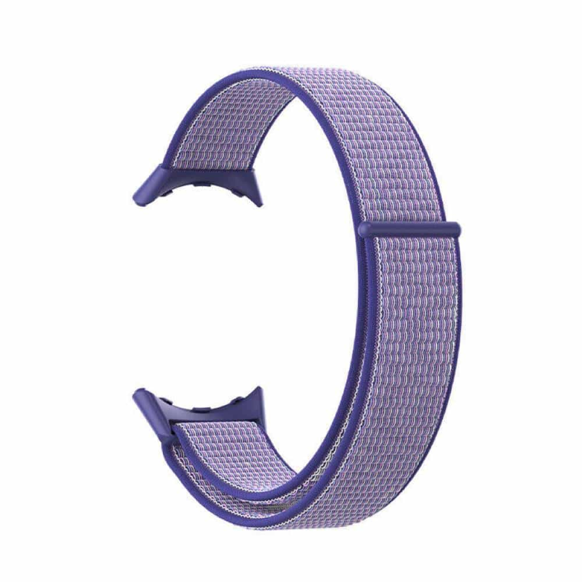 Lila Uhrenarmband, stoffartige Textur.