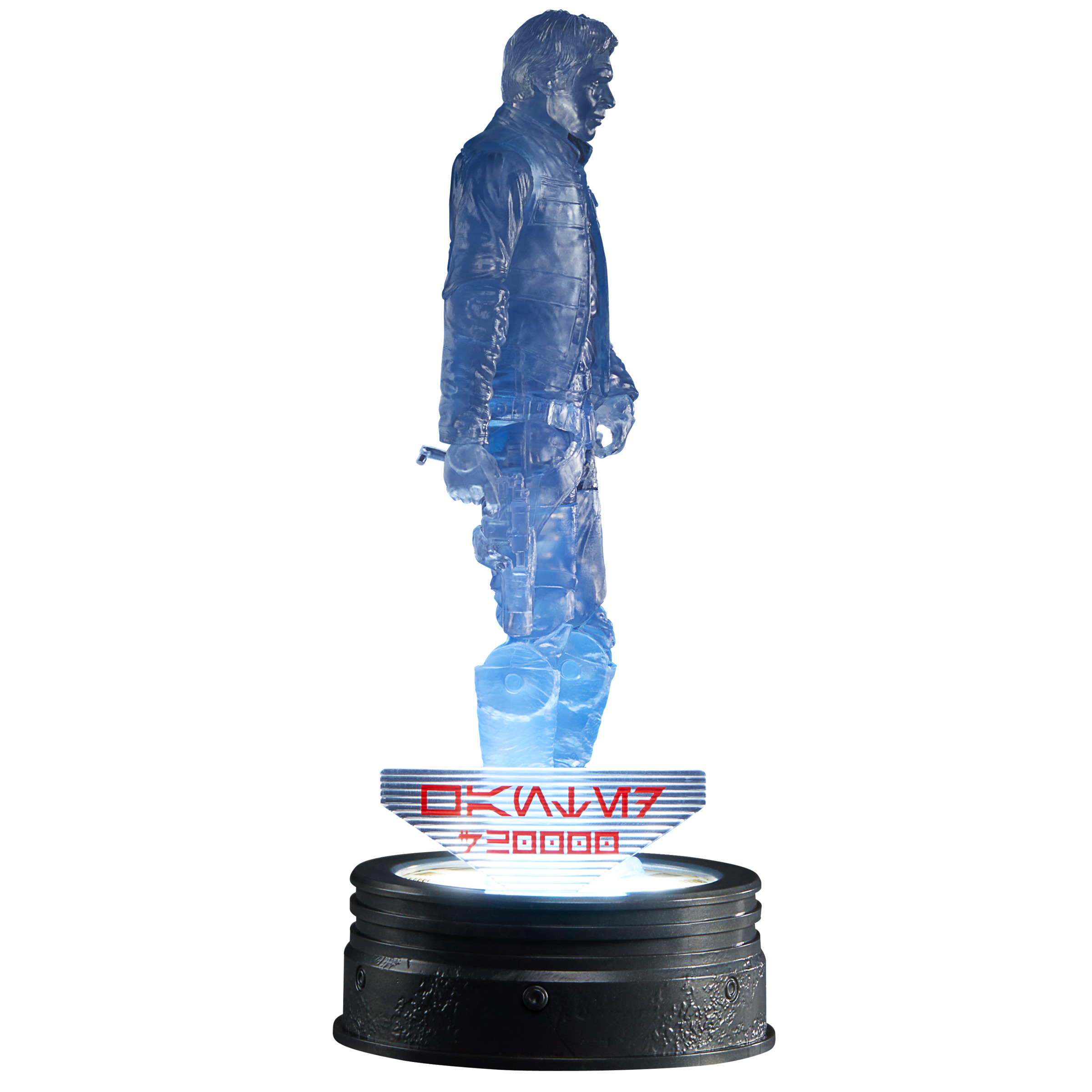 Un holograma azul de un personaje de Star Wars.
