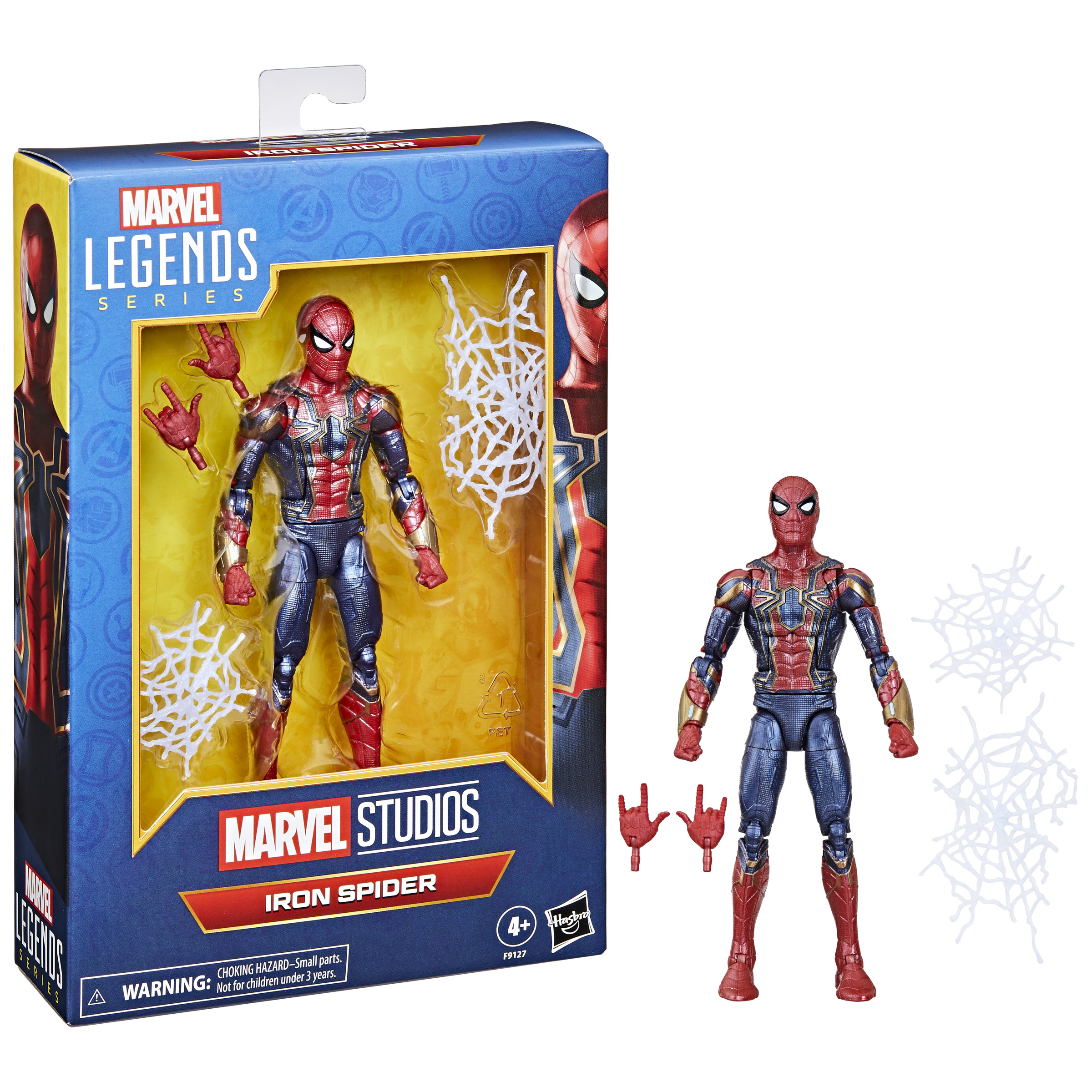 Figurka Iron Spider Marvel Legends w pudełku i z akcesoriami.