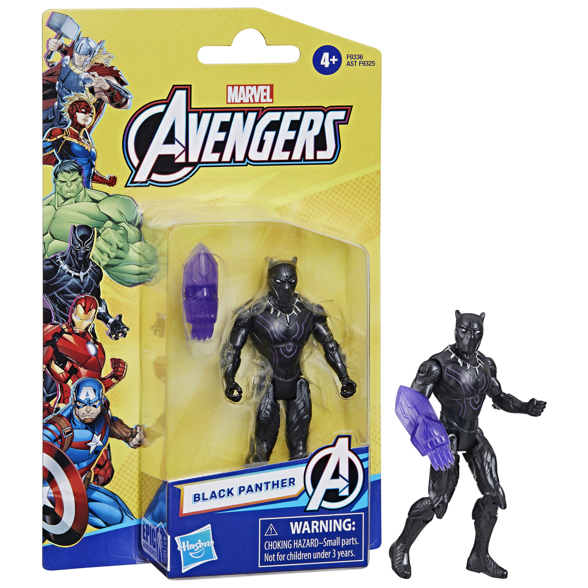 Figurka Black Panther w opakowaniu z innymi postaciami Avengers.