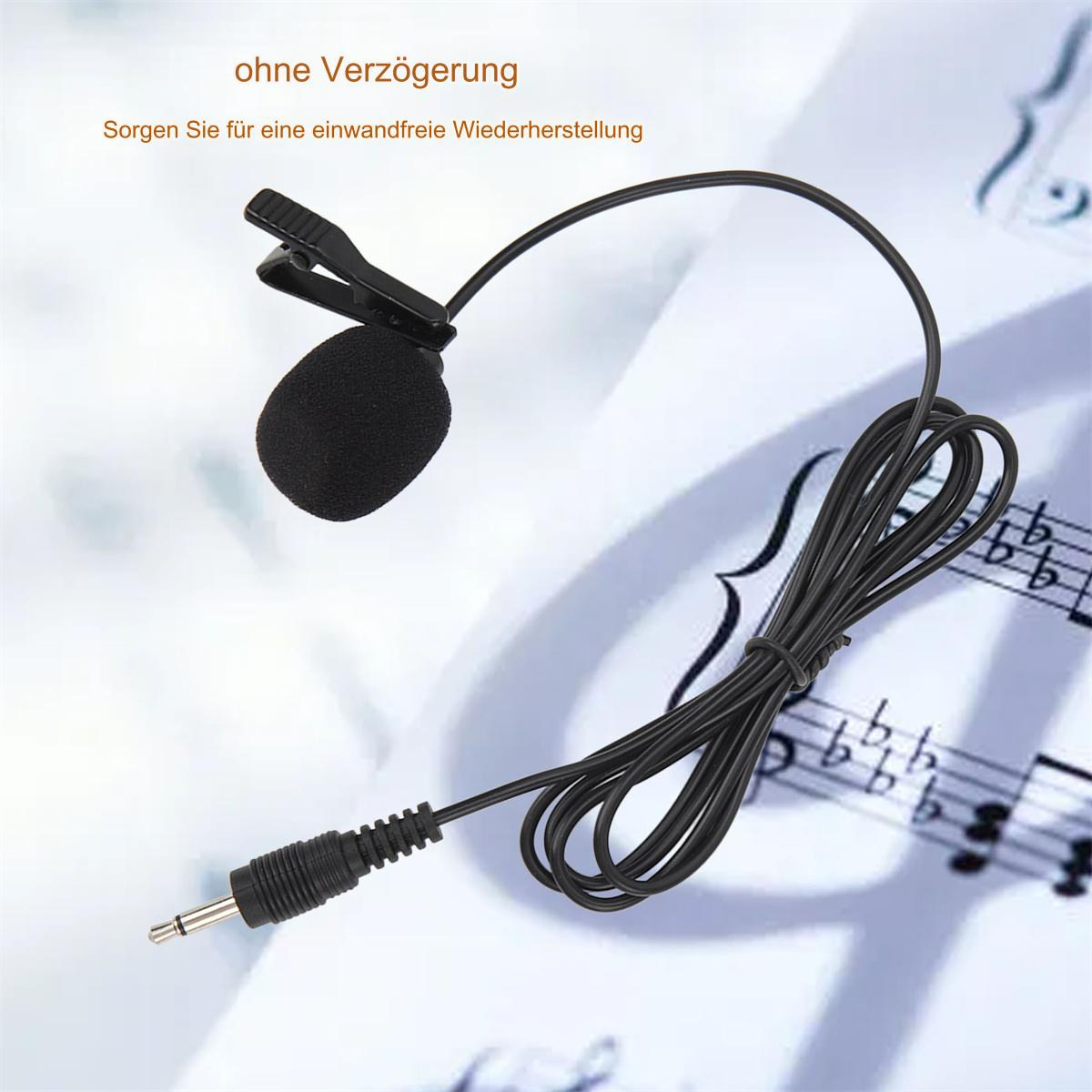 Ein schwarzes Mikrofon mit Kabel und 3,5-mm-Klinkenstecker.