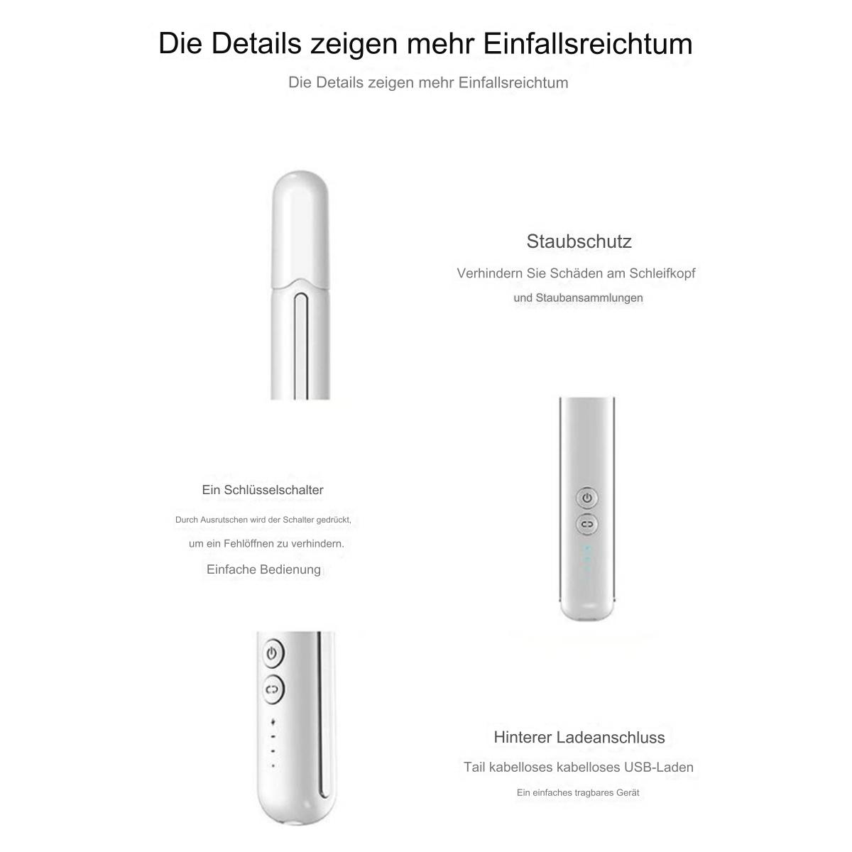 Bilder von weißen Geräten mit deutschem Text.