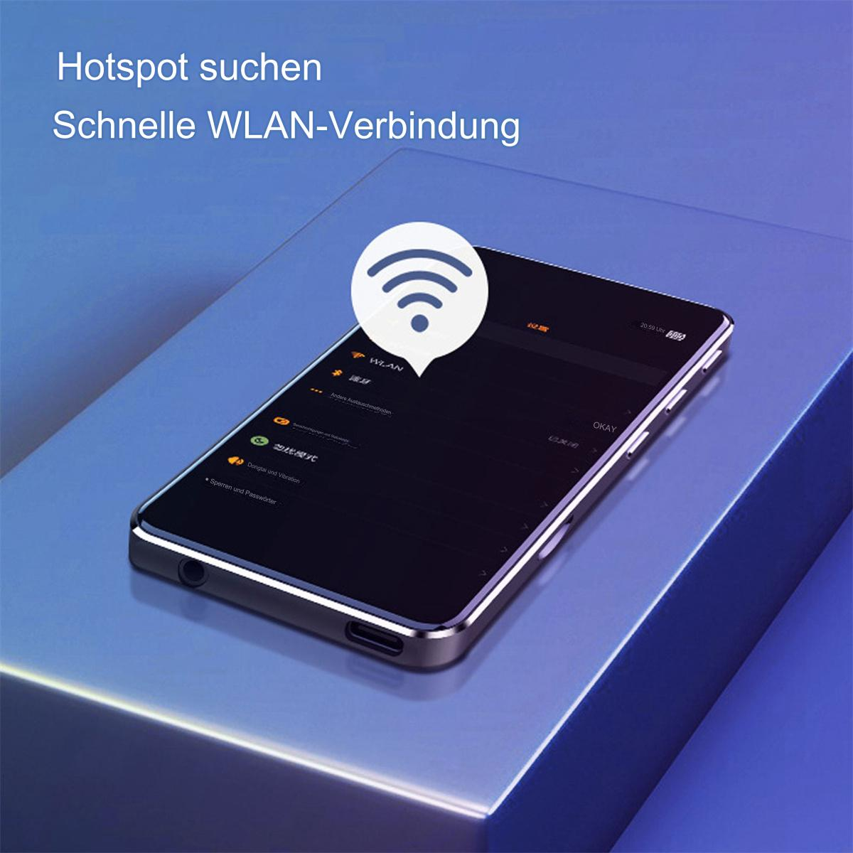Ein schwarzes Tablet, das ein WLAN-Symbol zeigt. Text auf Deutsch weist auf eine schnelle WLAN-Verbindung hin.