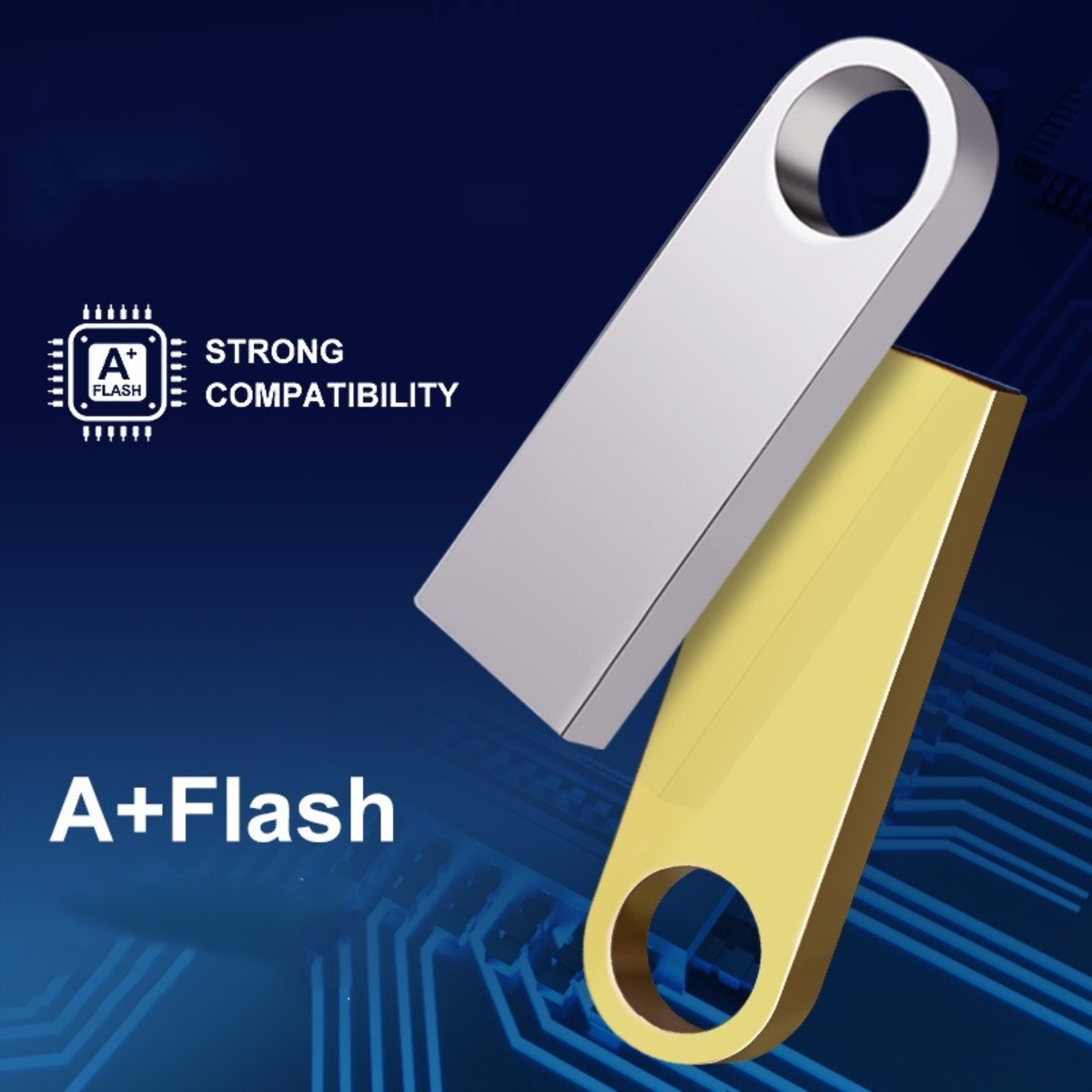 Zwei USB-Sticks, silber und gold.