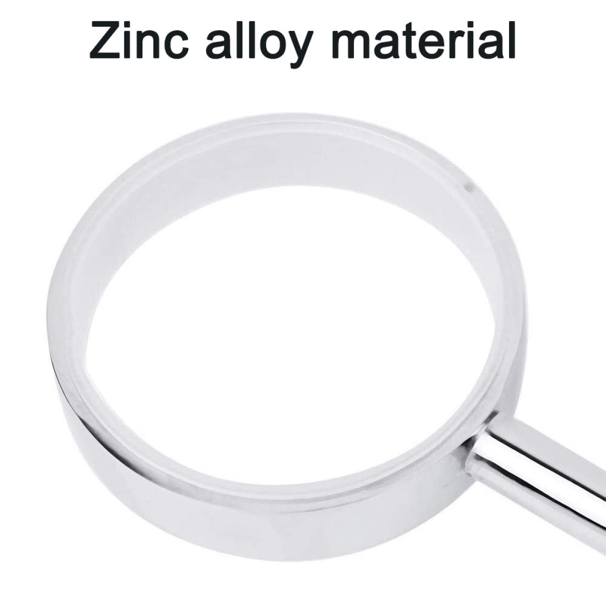Eine silberne Lupe. Das Glas ist klar und der Rahmen glänzend und kreisförmig.