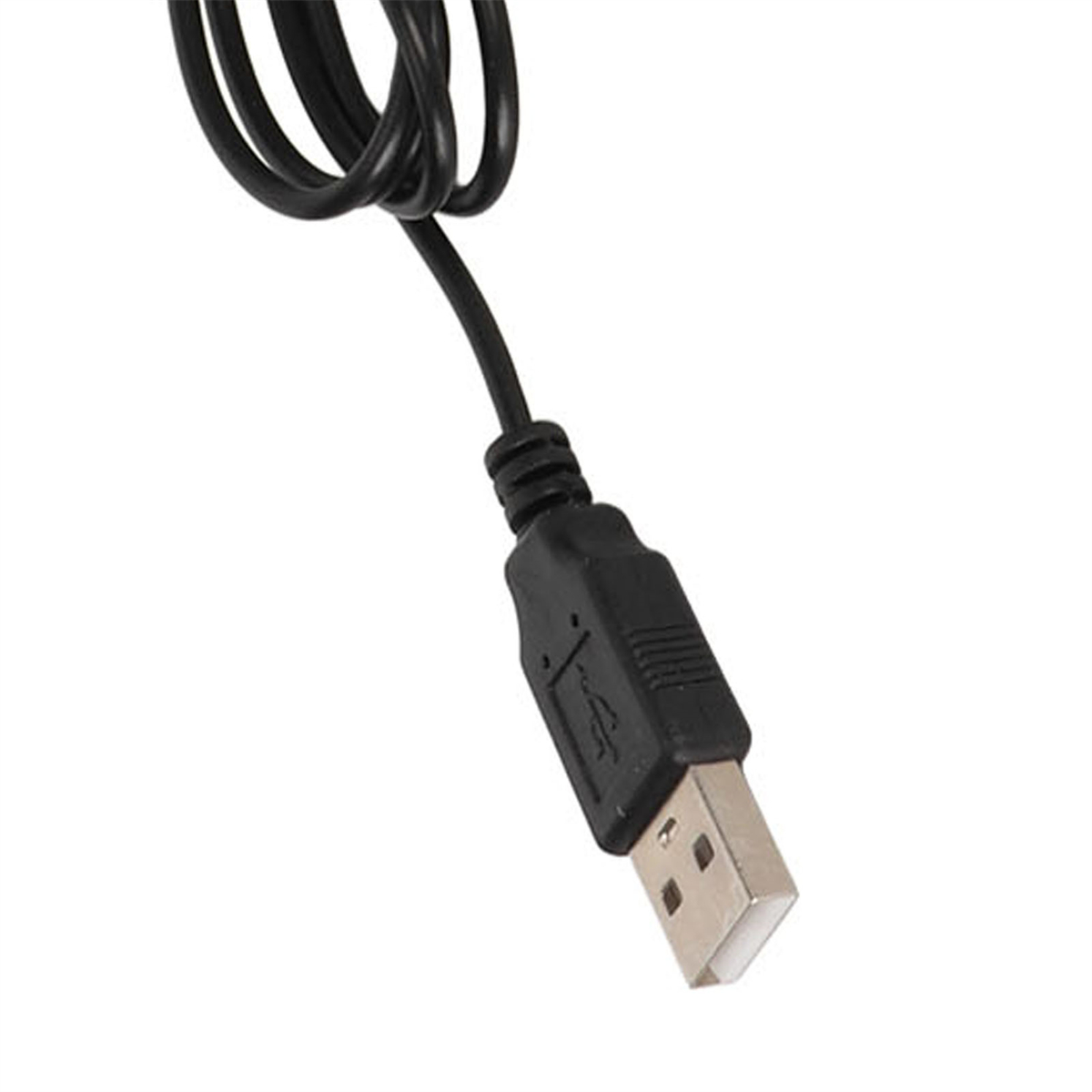 Schwarzes USB-Kabel mit USB-Anschluss am Ende.