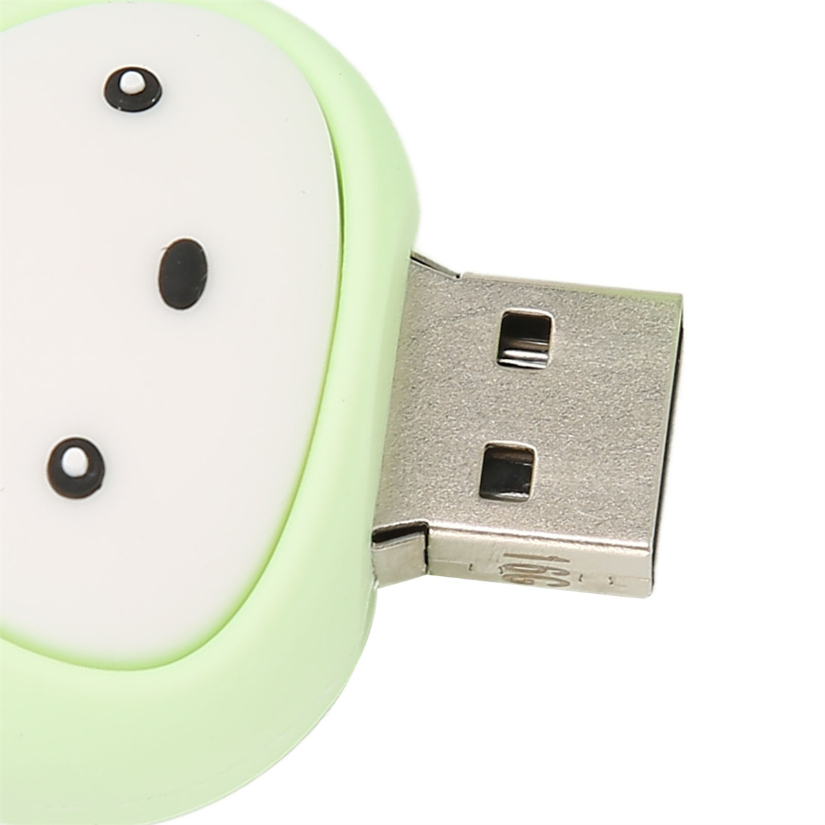 Ein grüner USB-Stick. Zeigt den USB-Anschlussteil.