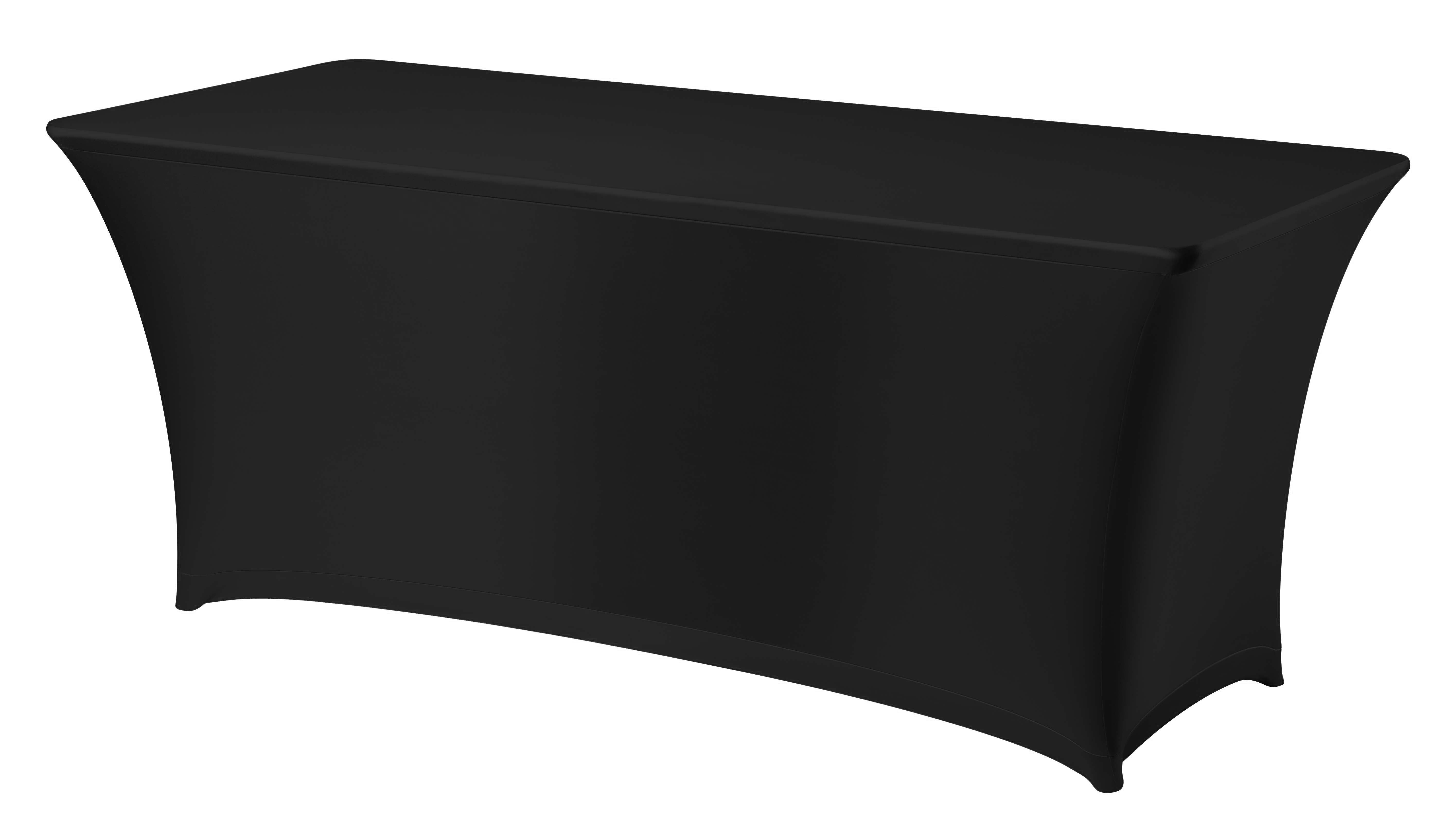 Una copertura da tavolo nera. Lo sfondo è bianco.