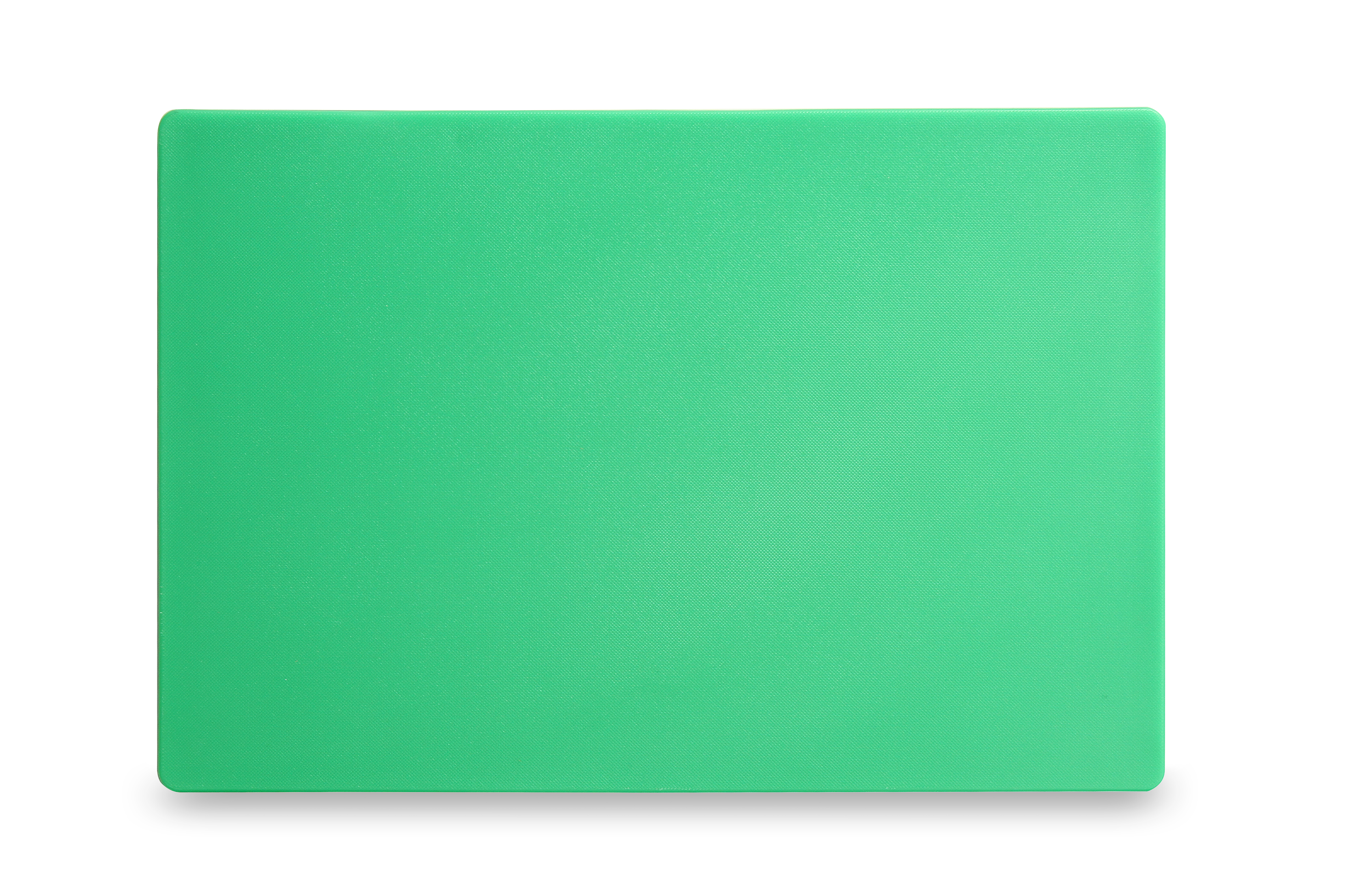 Un tagliere verde di forma rettangolare, posto su una superficie bianca.