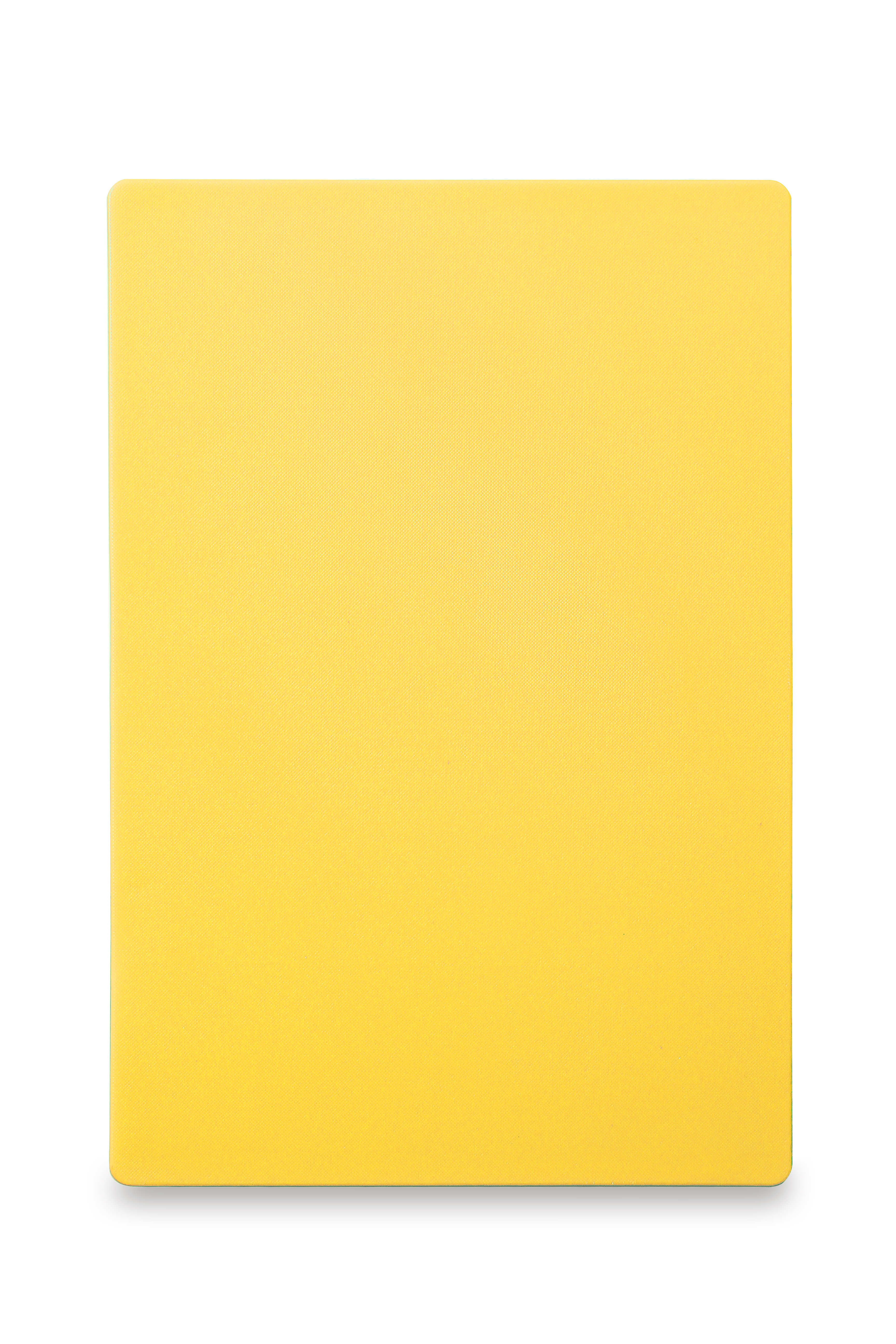 Un tagliere giallo. È rettangolare e su sfondo bianco.