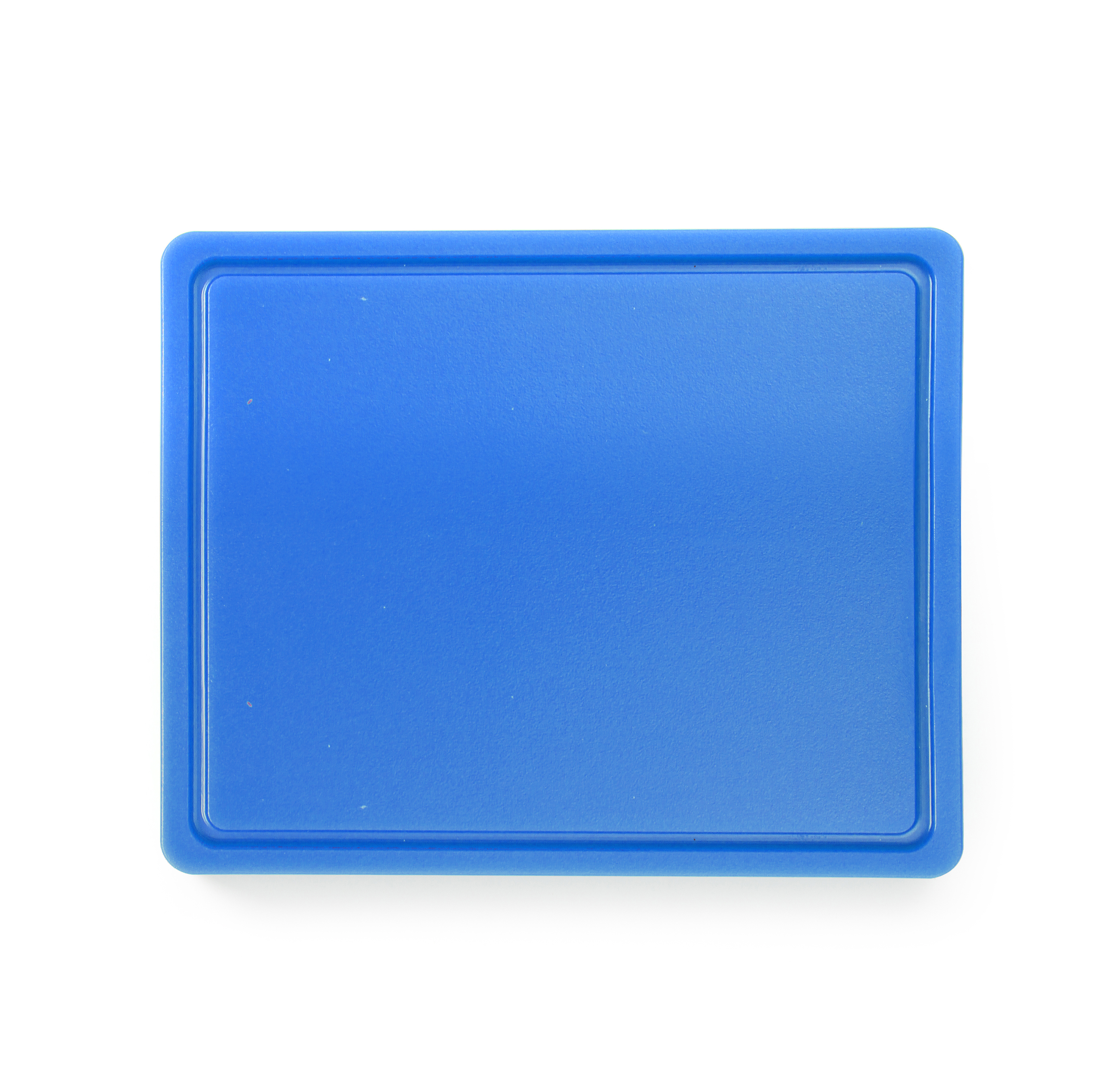 Un tagliere blu rettangolare. È liscio e ha una superficie piana.