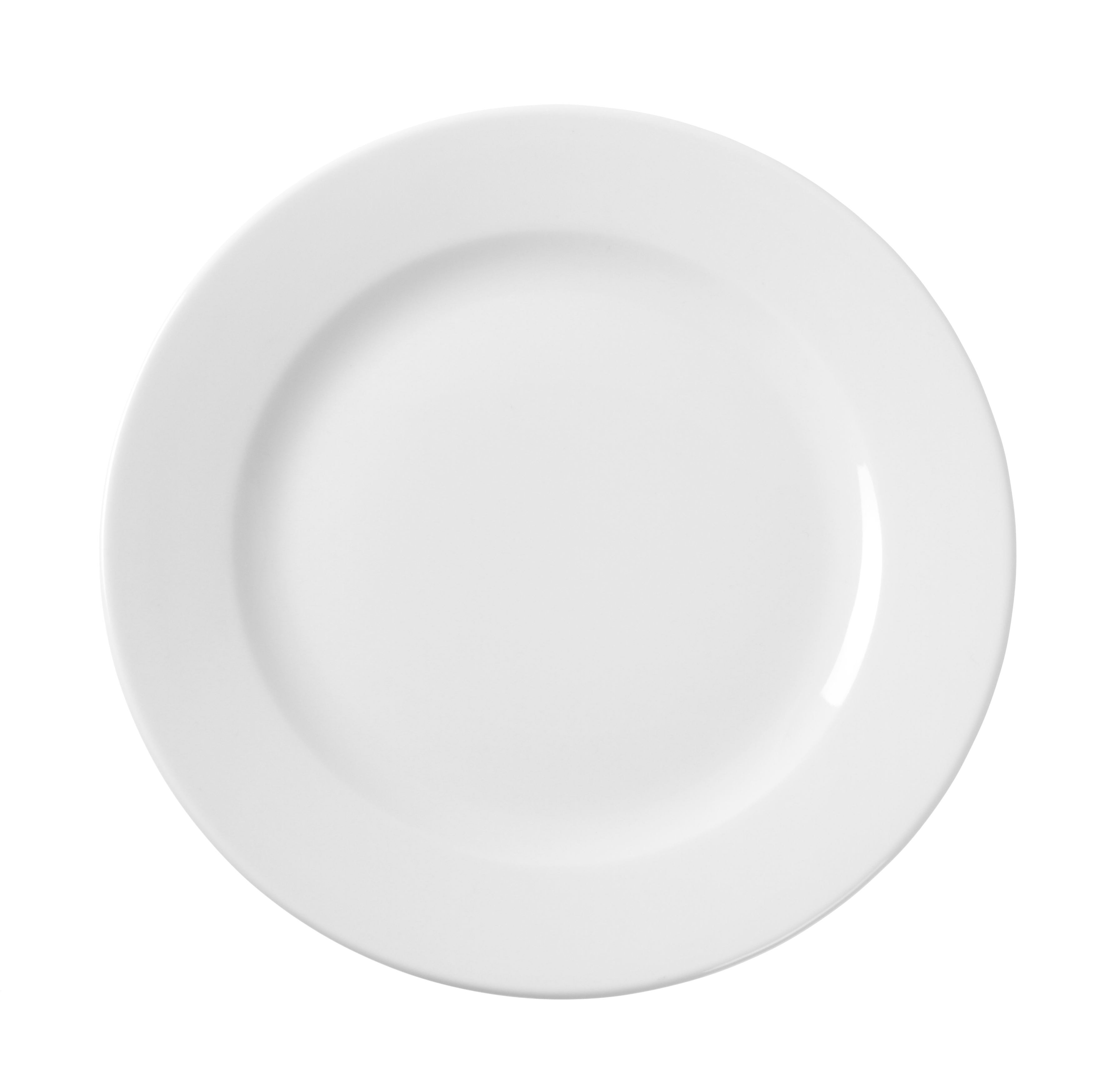Piatto bianco con bordo largo, isolato su sfondo bianco.