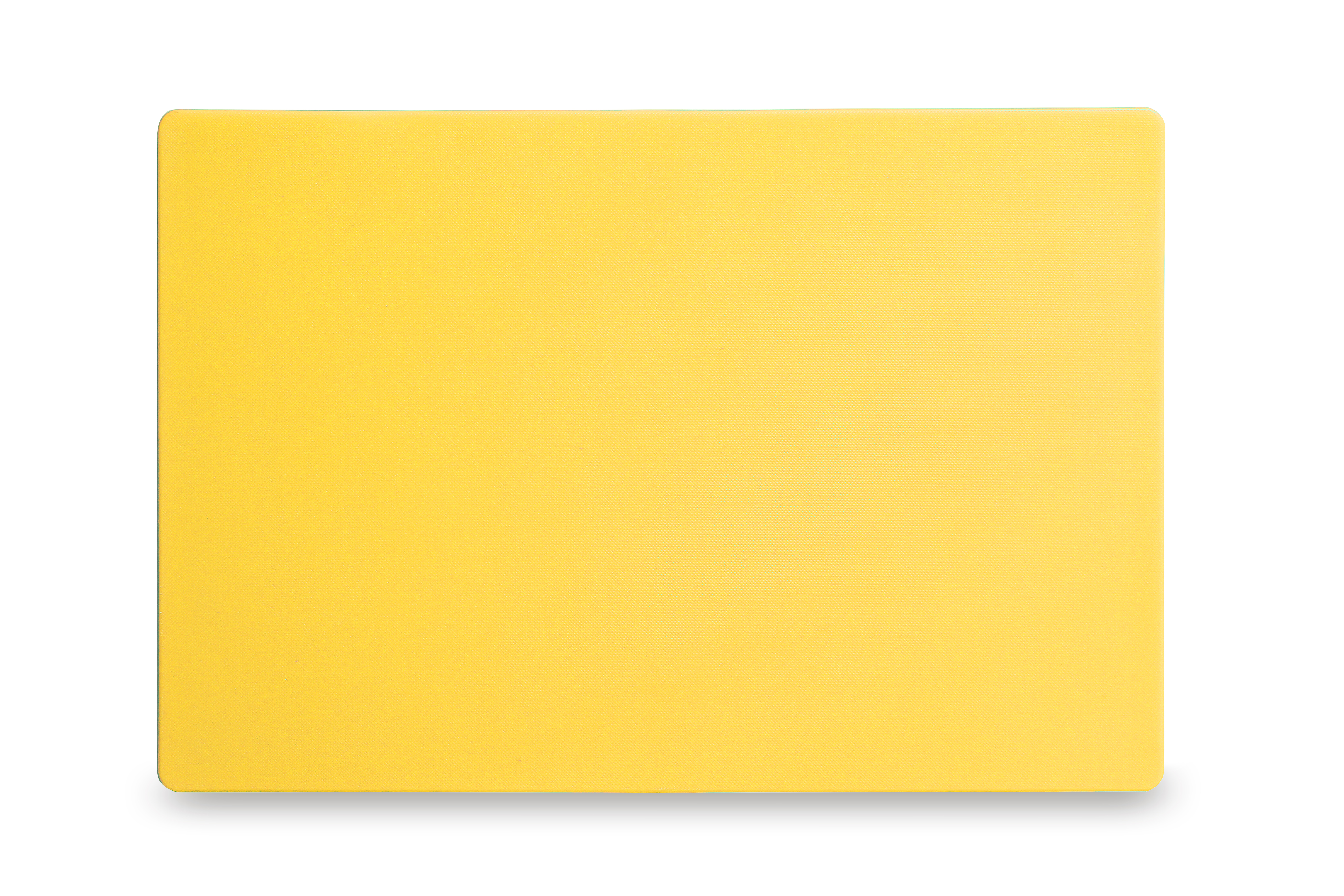 Un tagliere giallo su sfondo bianco.