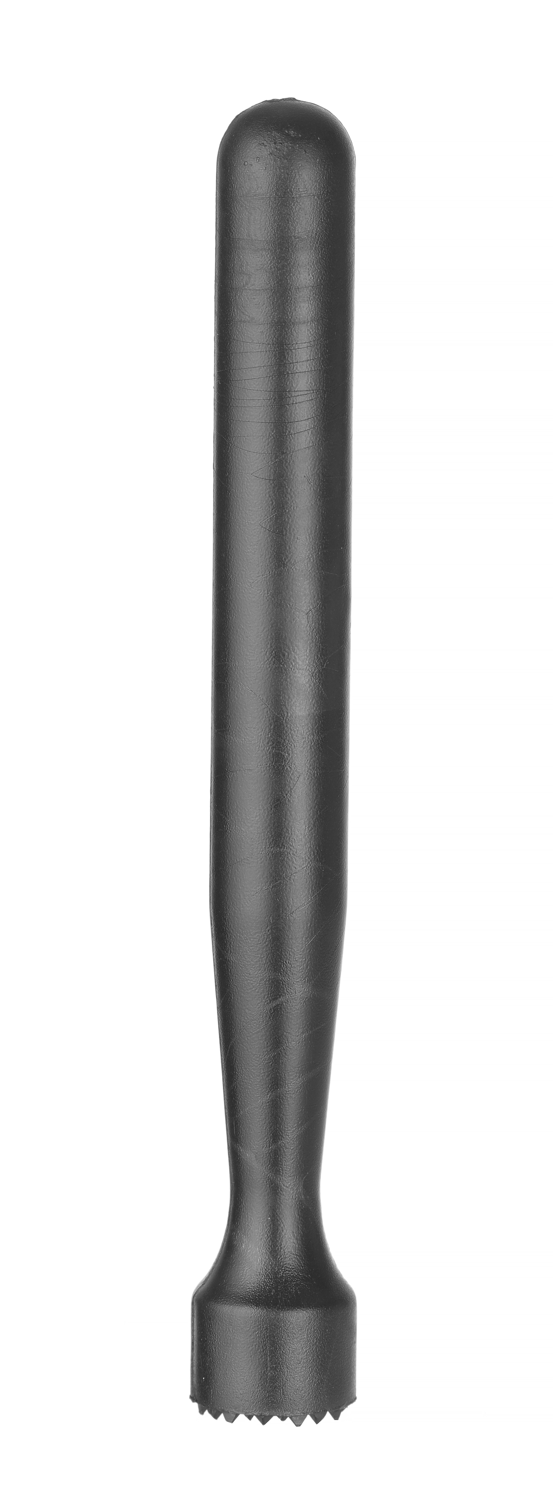 Muddler nero con base strutturata su sfondo bianco.