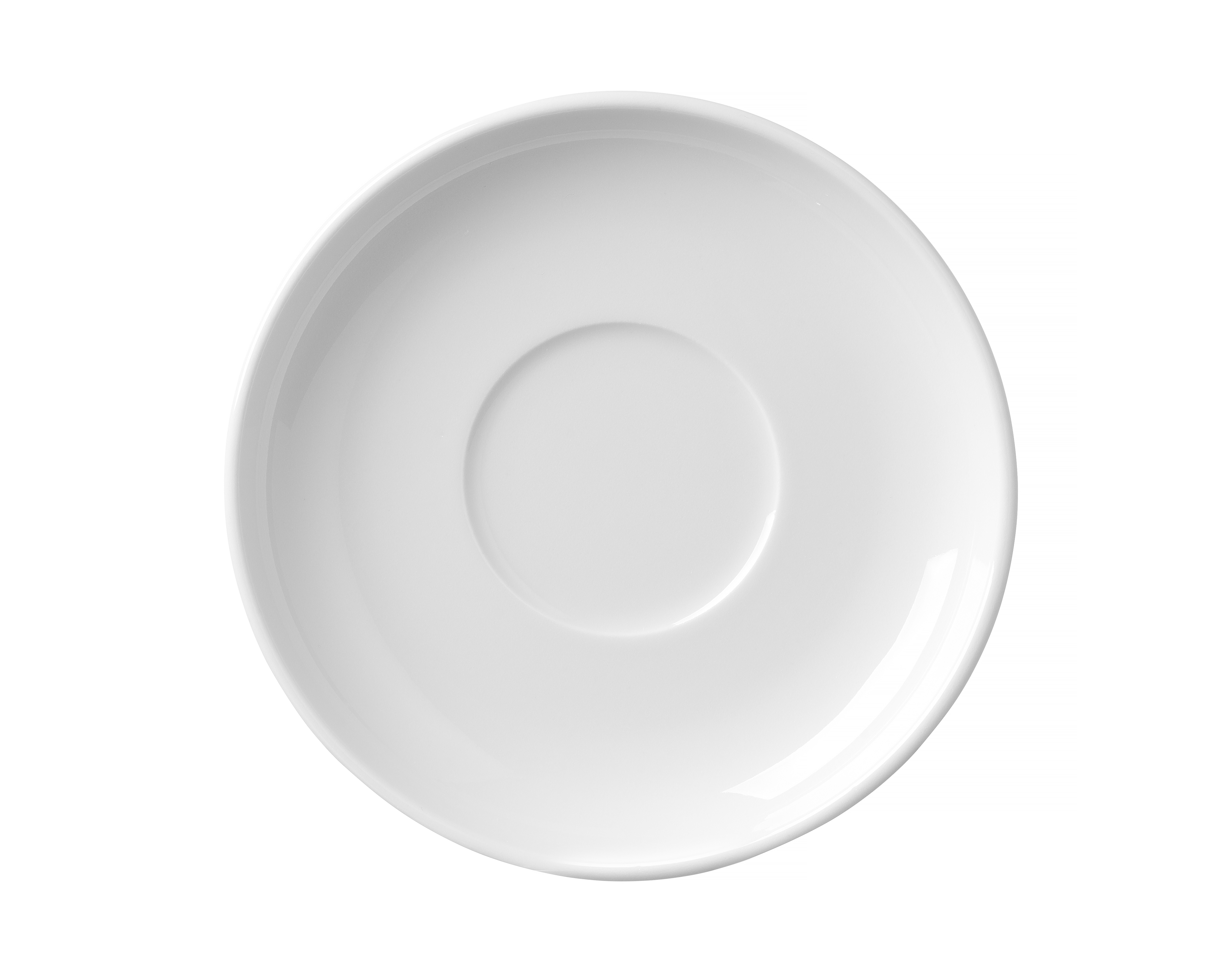 Piattino bianco su sfondo bianco.