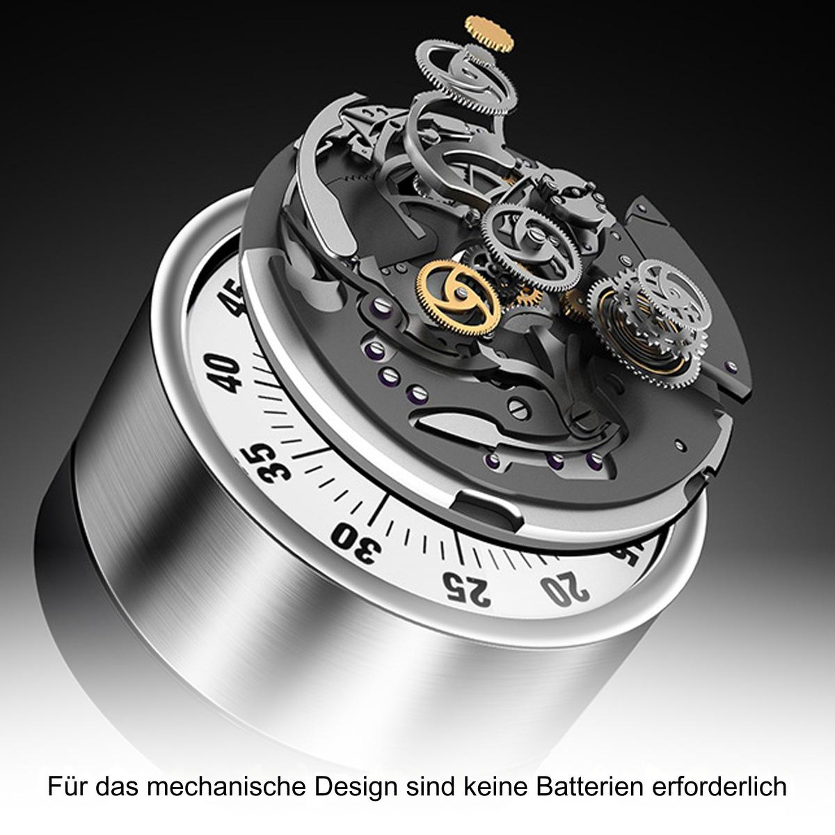 Nahaufnahme der inneren Zahnräder und Zahlen eines mechanischen Timers.