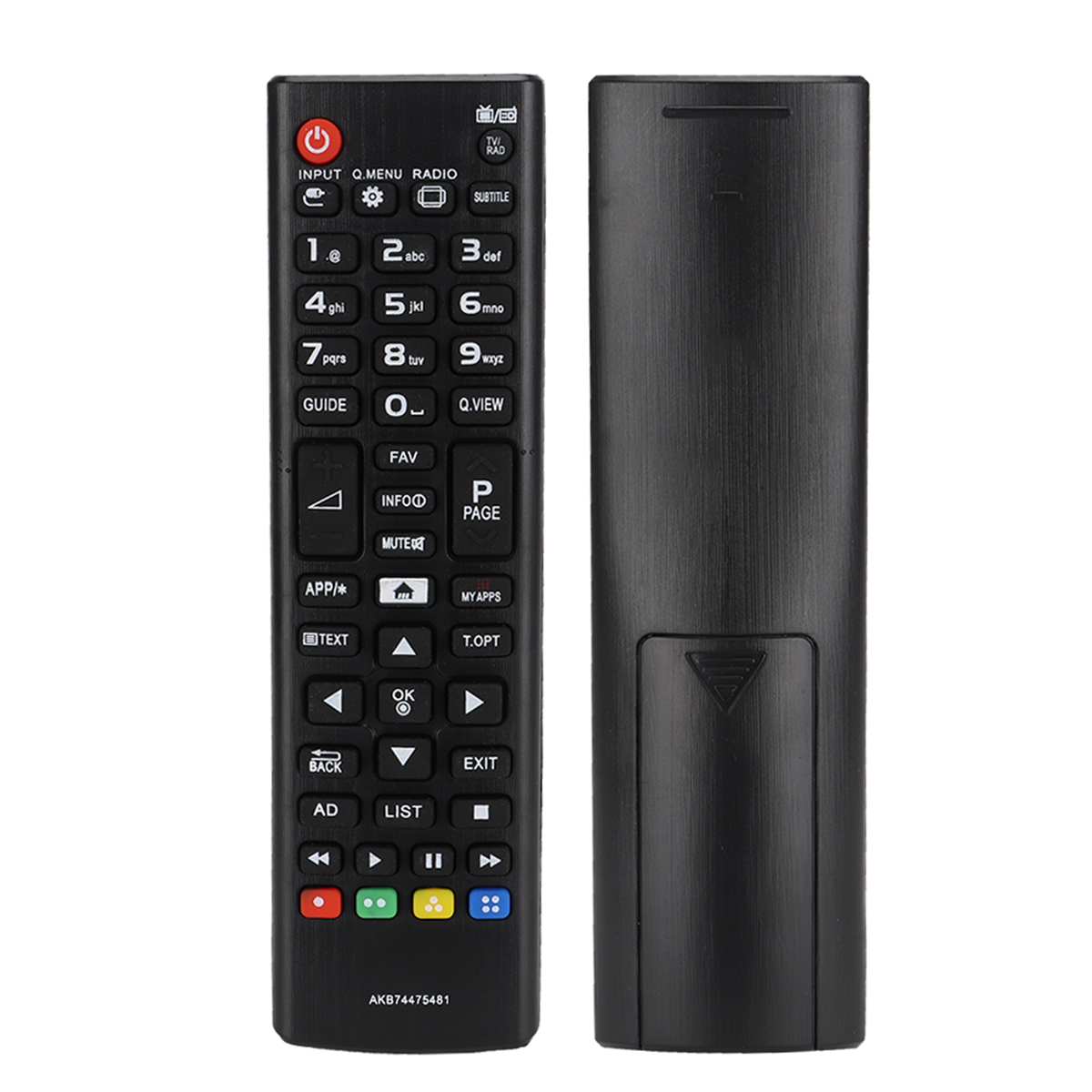 Zwei schwarze TV-Fernbedienungen, Vorder- und Rückansicht. Viele Knöpfe.