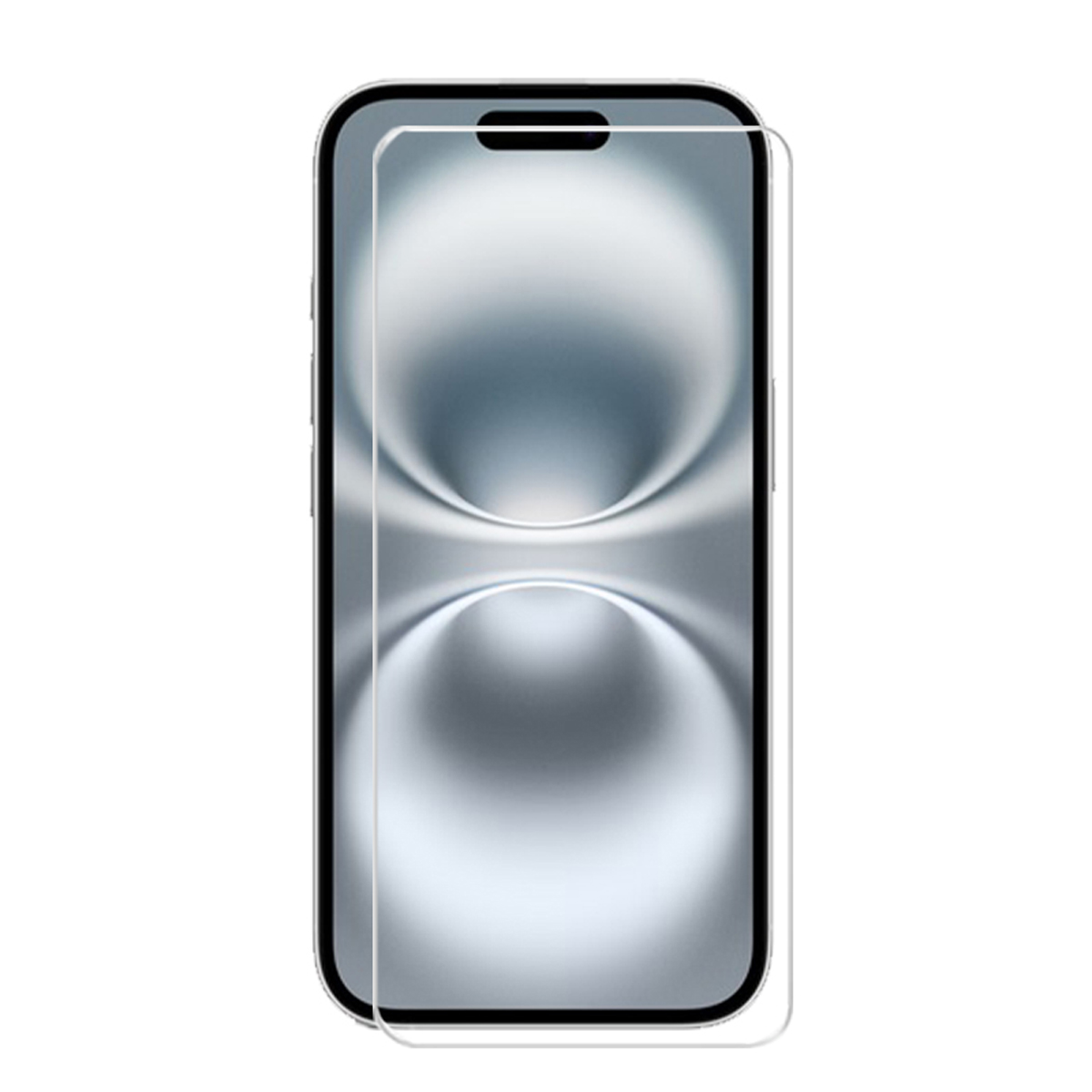 Téléphone avec protection d'écran appliquée. L'écran du téléphone est réfléchissant, avec un design incurvé.
