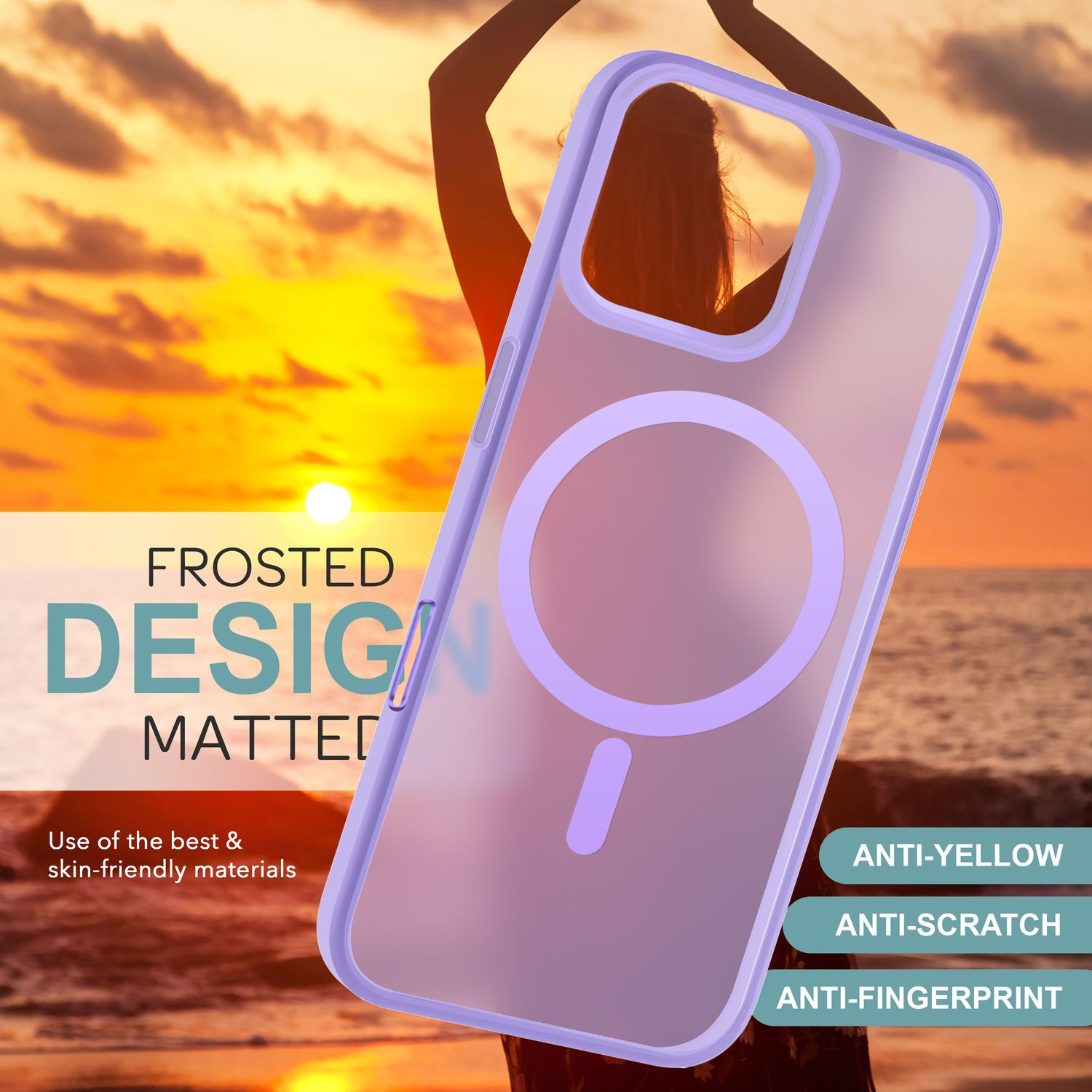 Una custodia per telefono con design smerigliato e cerchio magnetico, con anti-ingiallimento, antigraffio e anti-impronta.