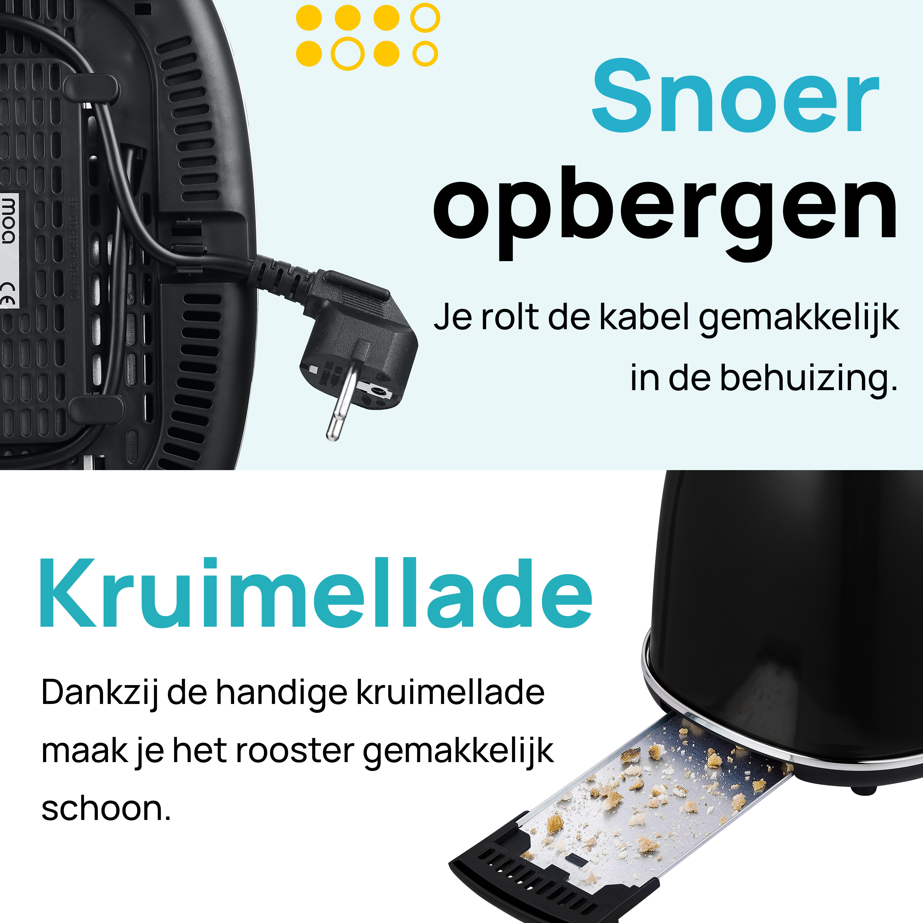 Zwarte broodrooster met tekst. Witte achtergrond.