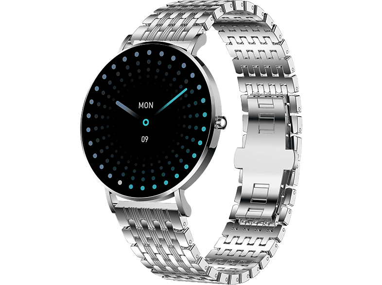 XCOAST SIONA 2 Smartwatch Edelstahl IP68 Wasserdicht Edles Stainless Steel, 20.0 cm, Damen Sportuhr elegant in Silber