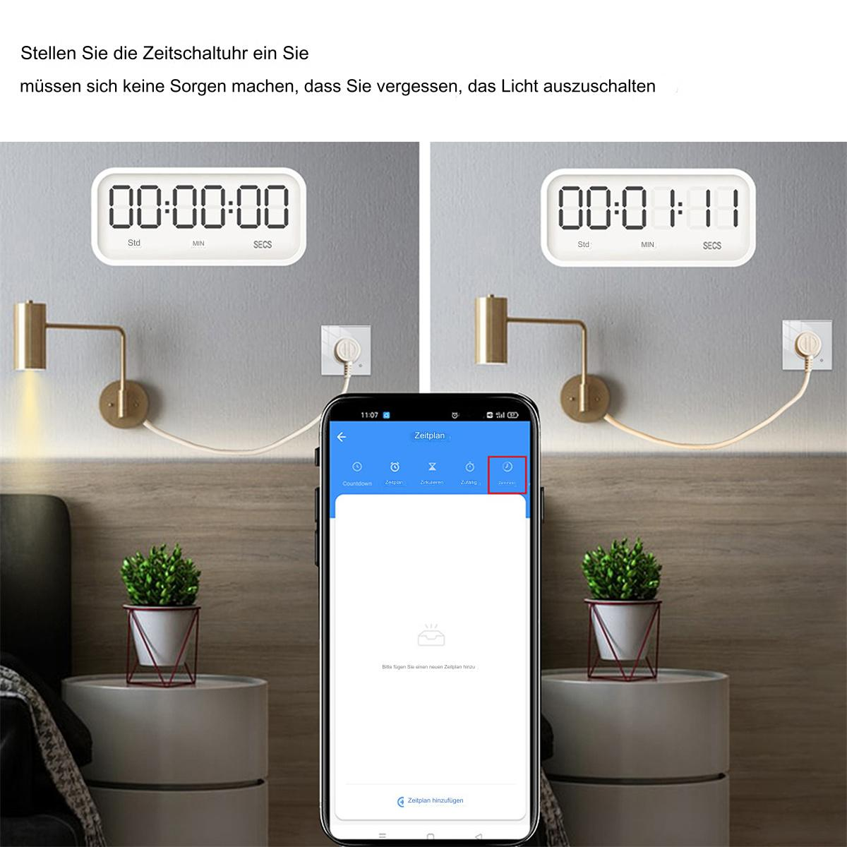 Zwei Uhren, eine zeigt die Zeit, die andere ein Handy mit Zeitplan.