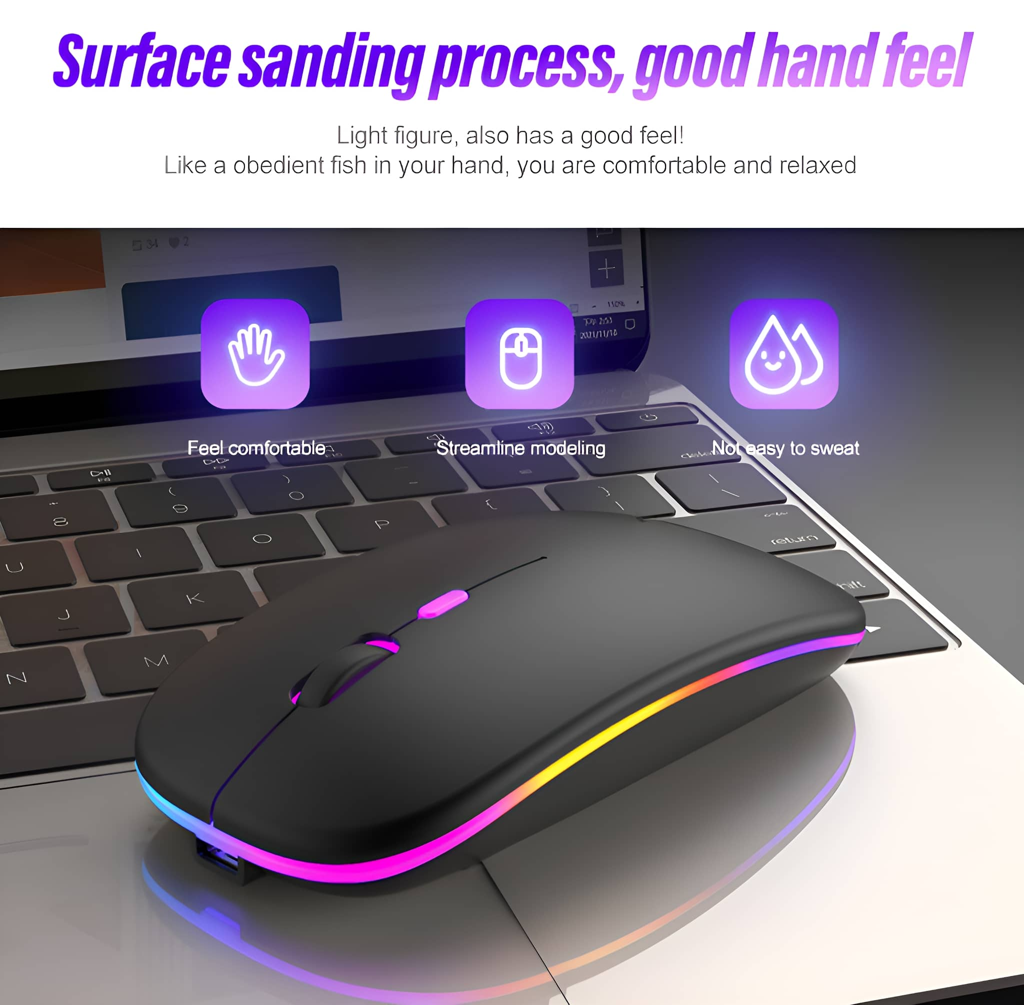 Akozon Kabellose Maus - 1600 DPI, Sportwagen-Design Mit LED, 2,4 GHz USB, Für PC & Laptop