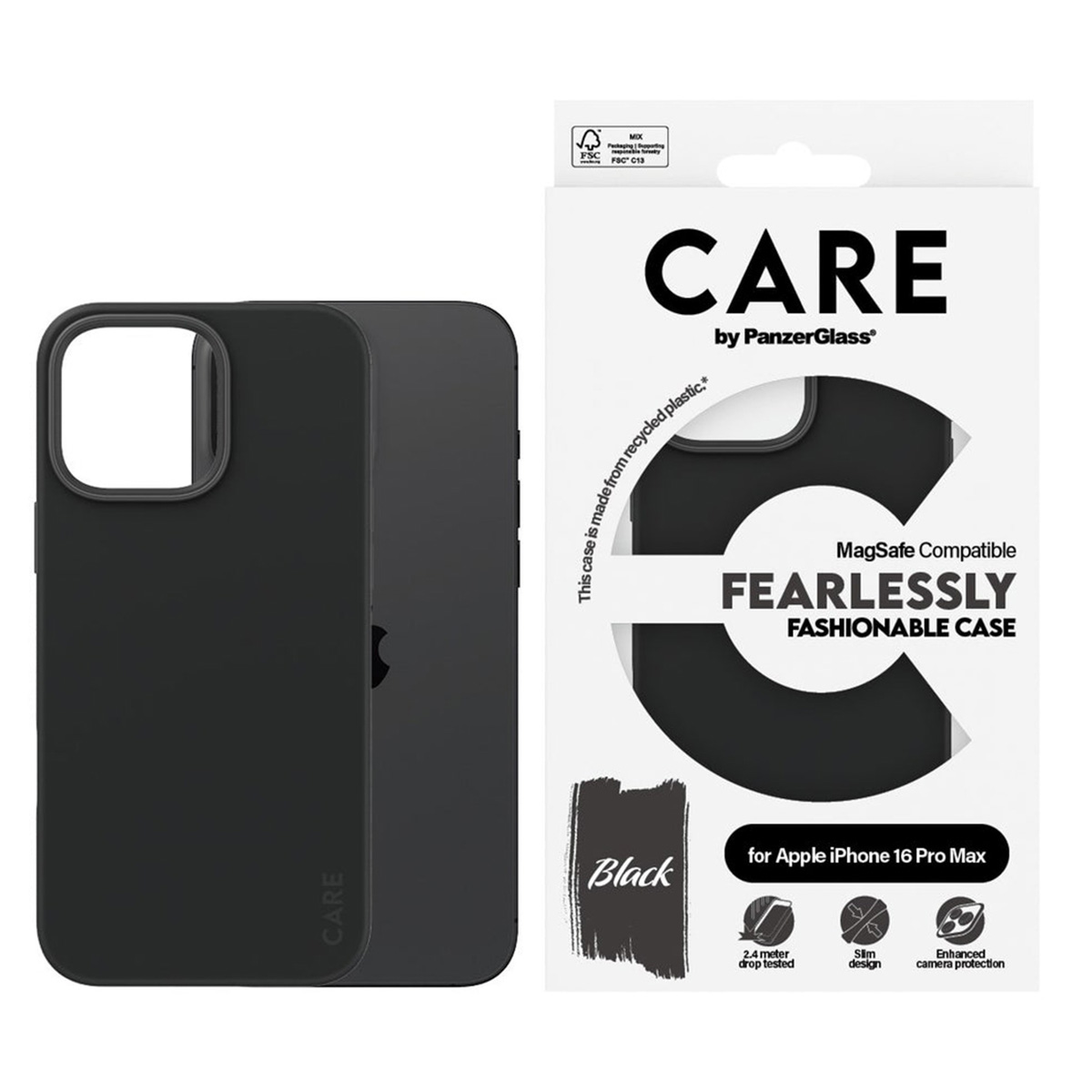 PANZERGLASS Protettiva Z-1678 Custodia per Apple iPhone 16 Pro Max, Nero