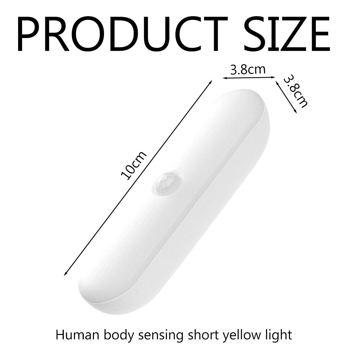 Weißes Licht mit 10cm Länge, Produktgrößenetikett, menschlicher Körpersensor, gelbes Licht.