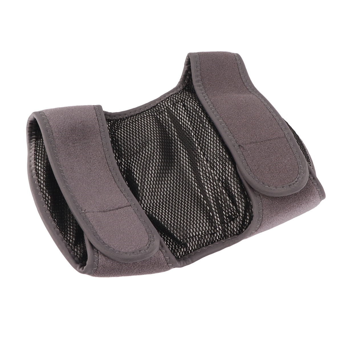 Graue Schulterstütze mit Mesh und Klettbändern.