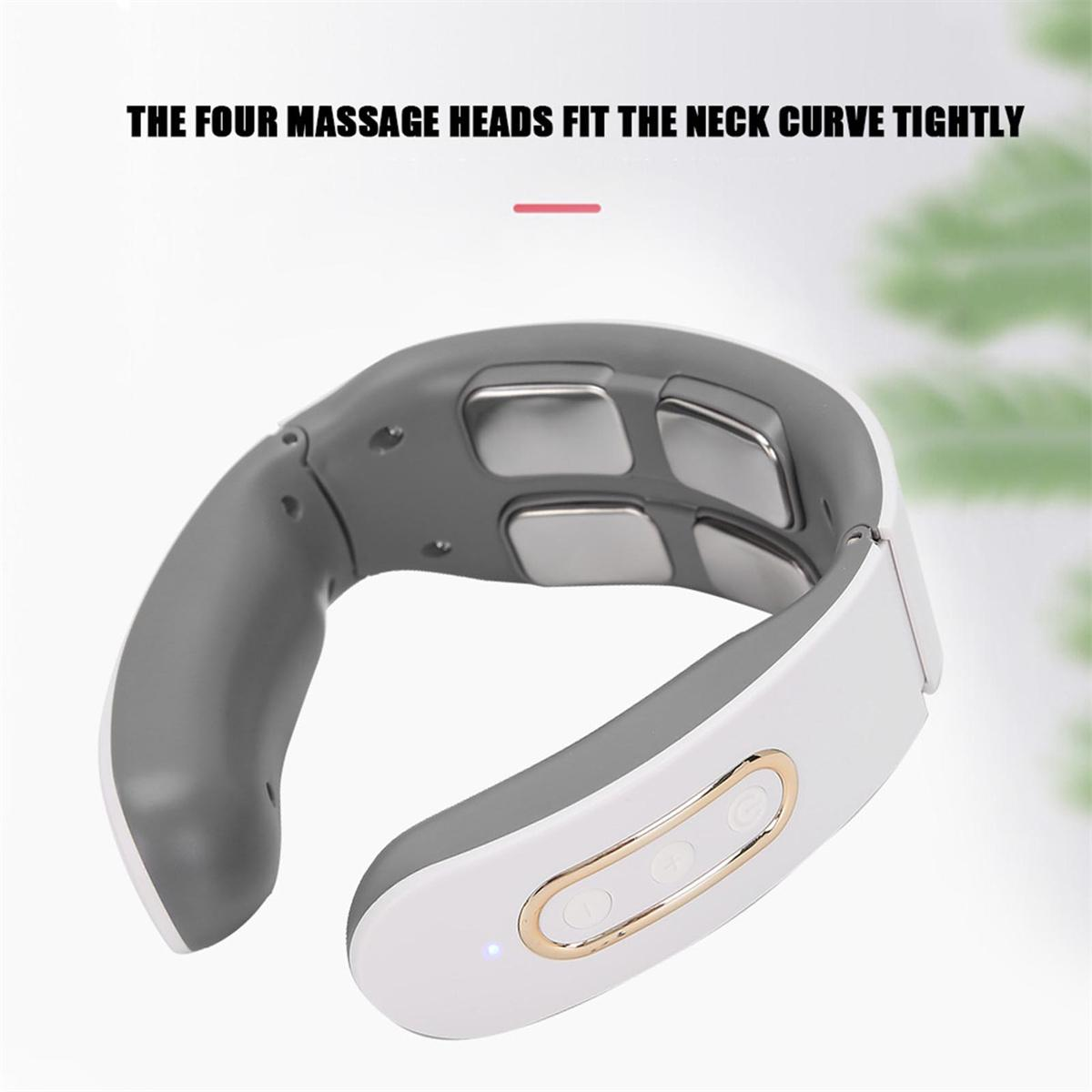 Nackenmassagegerät. Graues und weißes Gerät mit vier Massageköpfen.