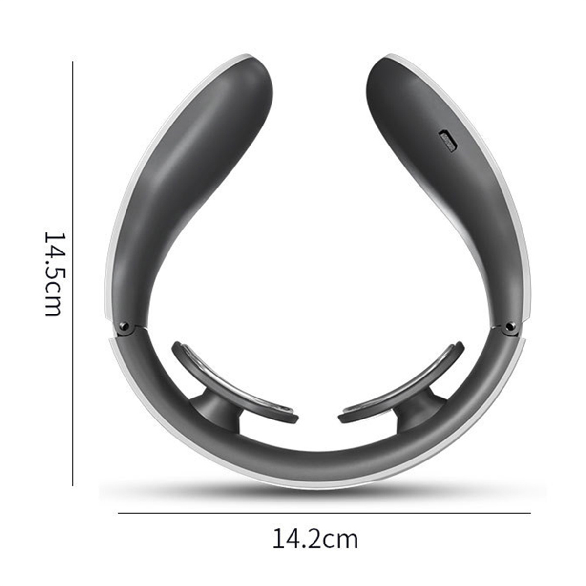 U-förmiges Nackenmassagegerät mit den Abmessungen 14,5 cm x 14,2 cm.