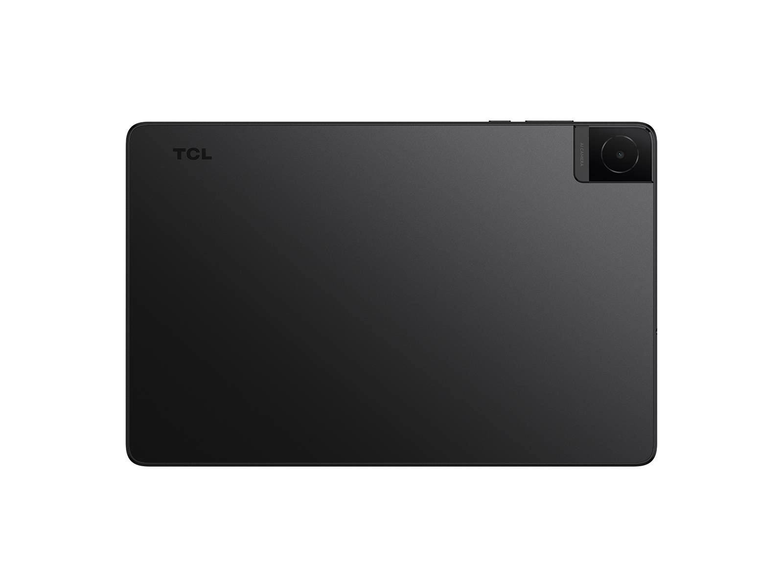 Tablet TCL, vista posteriore, nero, con fotocamera e logo TCL.