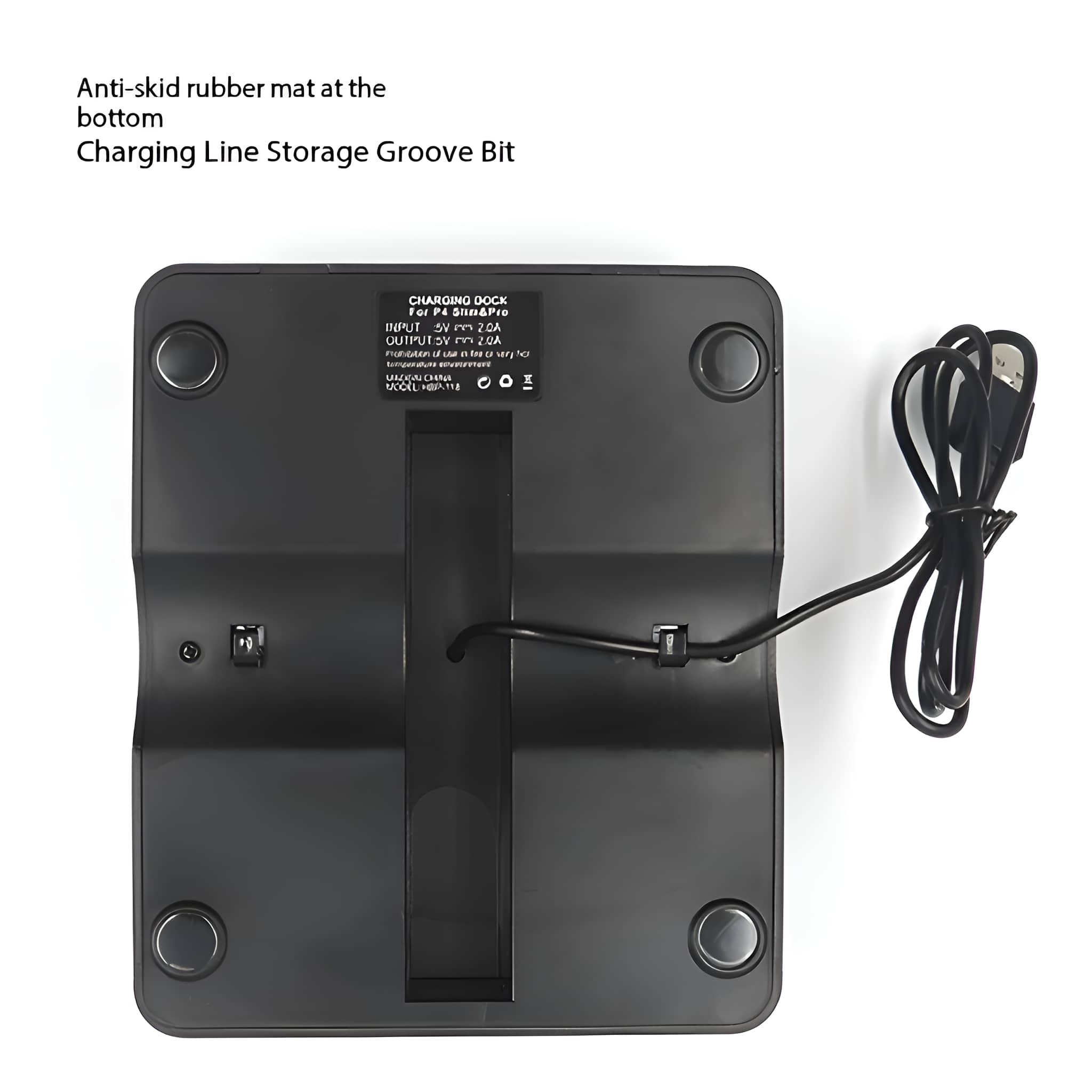Schwarze Ladestation für einen Gamecontroller mit rutschfester Gummimatte.