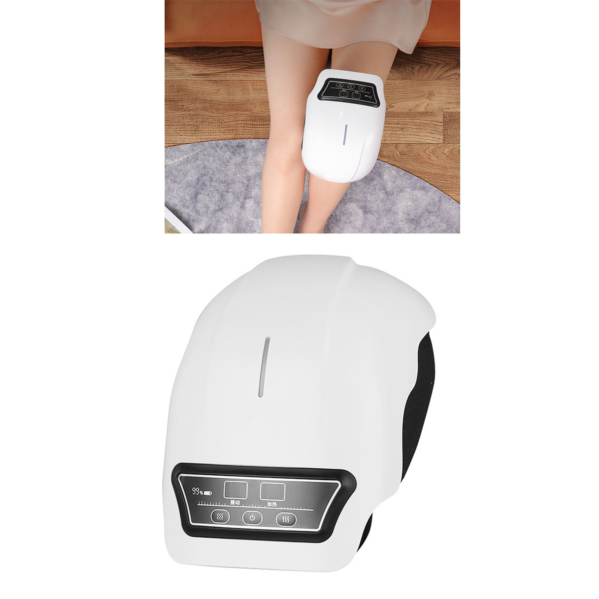 Ein weißer Knie-Massagegerät wird gezeigt.