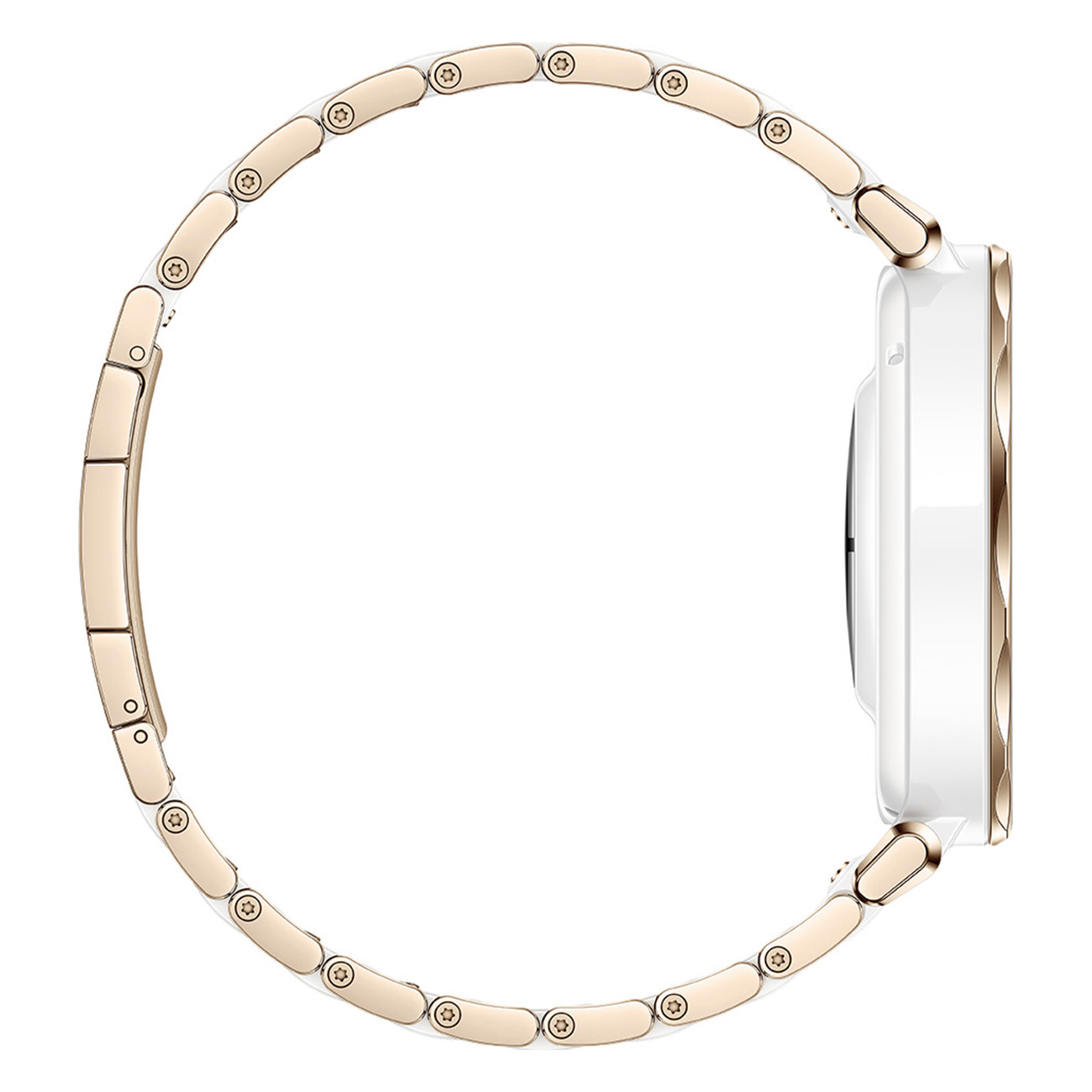 Biały i złoty zegarek. Zegarek jest na białym tle.