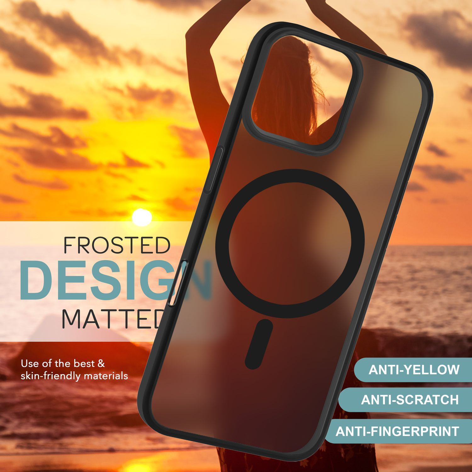 Eine Handyhülle mit Frosted Design und Anti-Gelb-, Anti-Kratz- und Anti-Fingerabdruck-Eigenschaften.