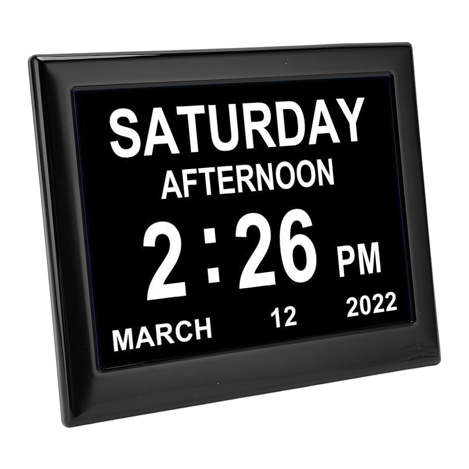 Digitaluhr mit Samstag Nachmittag, 14:26 Uhr, 12. März 2022.