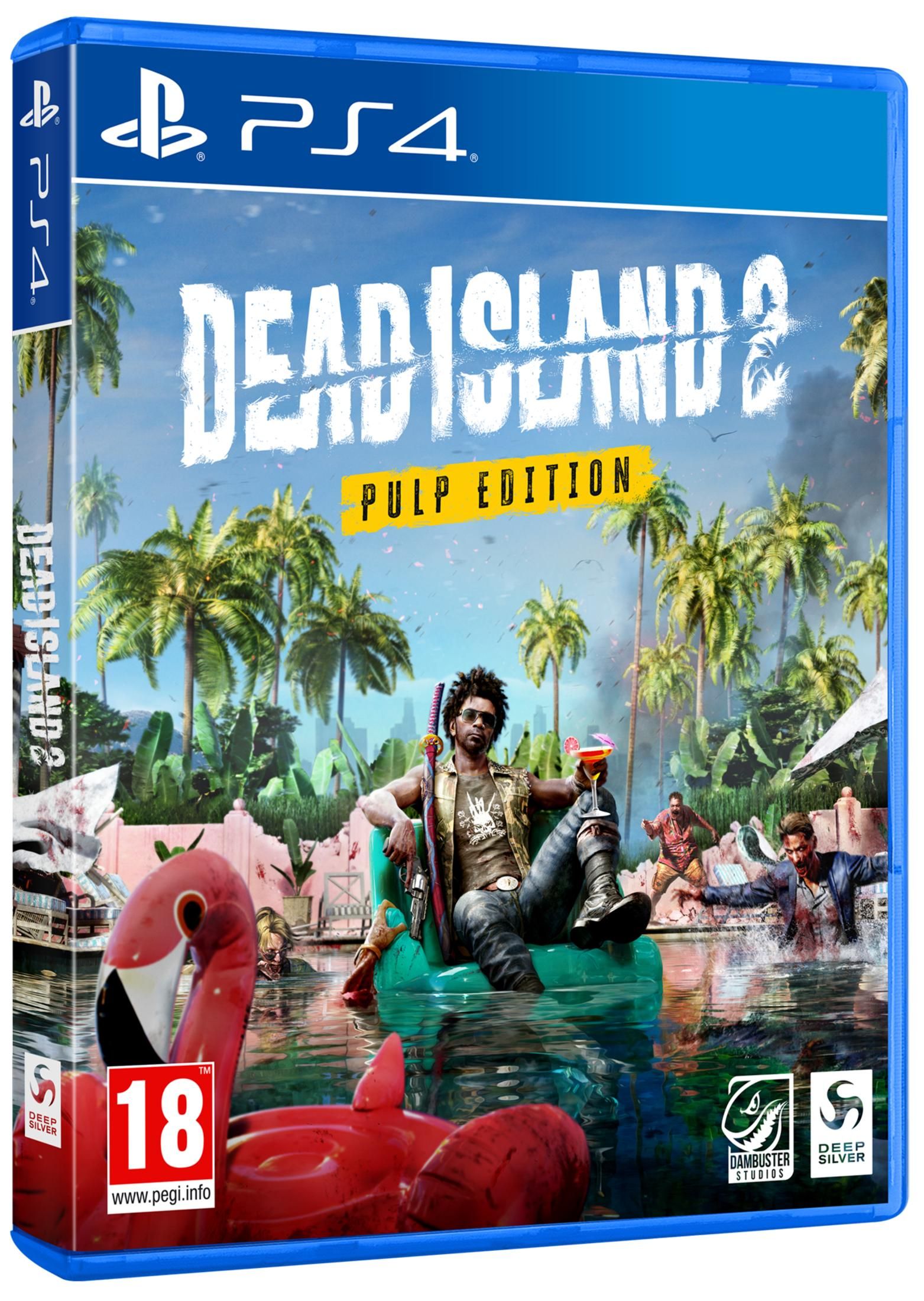 Una scatola di gioco per PS4. La copertina raffigura un uomo in una piscina con zombi e palme in un ambiente tropicale.