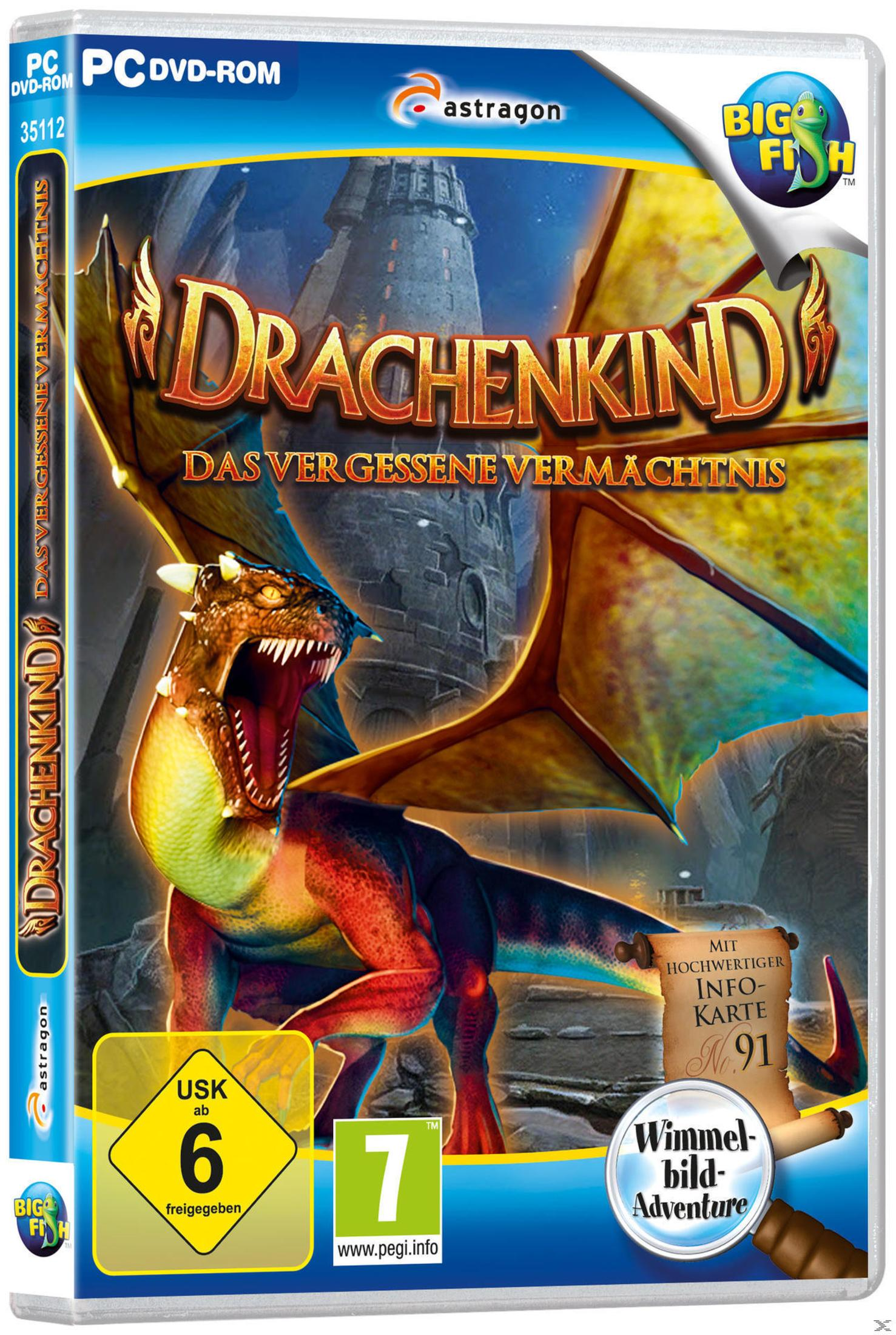 Spielbox-Art für 'Drachenkind'. Ein Drache mit Kind und Burg im Hintergrund wird gezeigt.