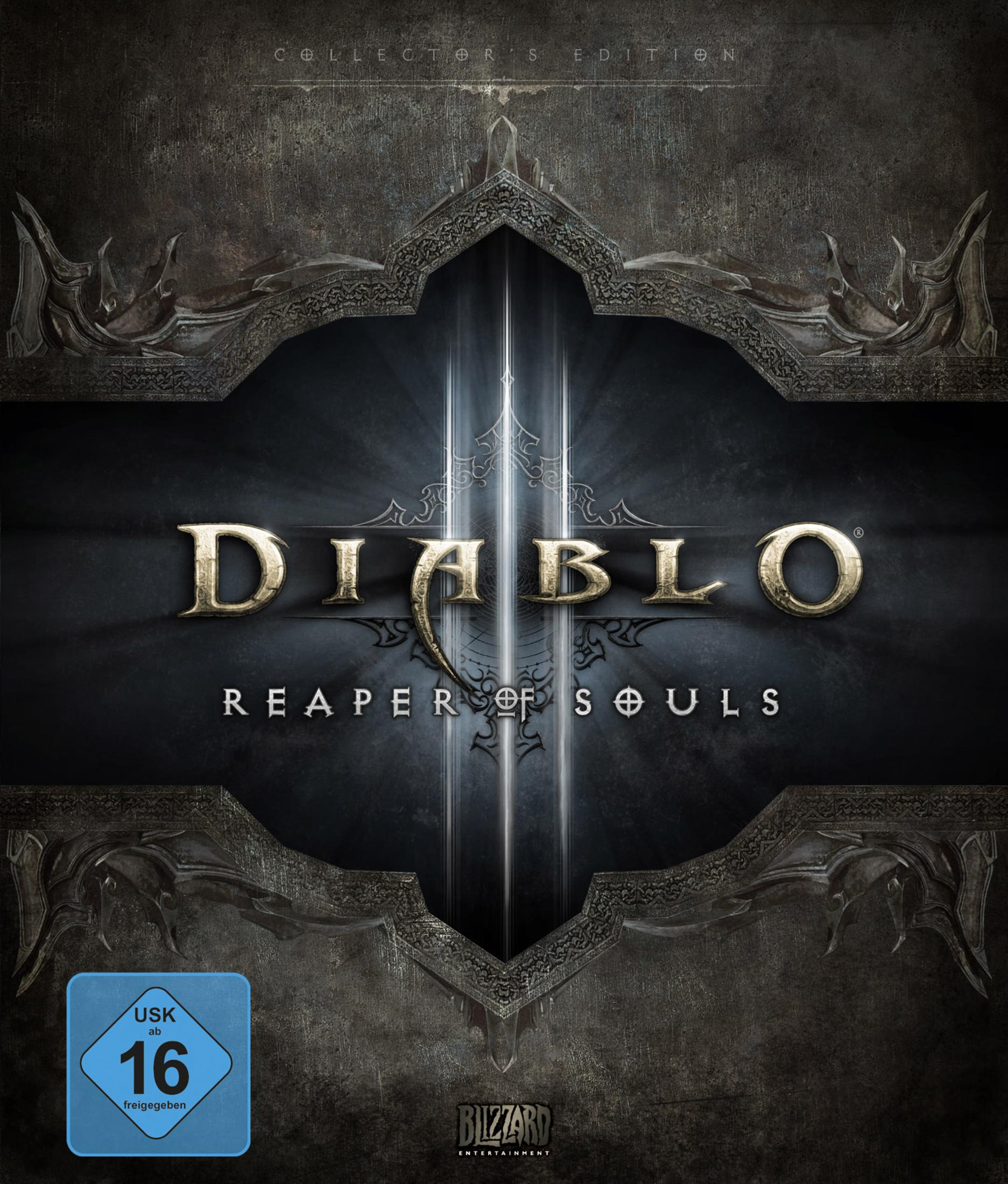 Das Cover des Videospiels Diablo: Reaper of Souls - Collector's Edition. Das Logo des Spiels ist abgebildet.