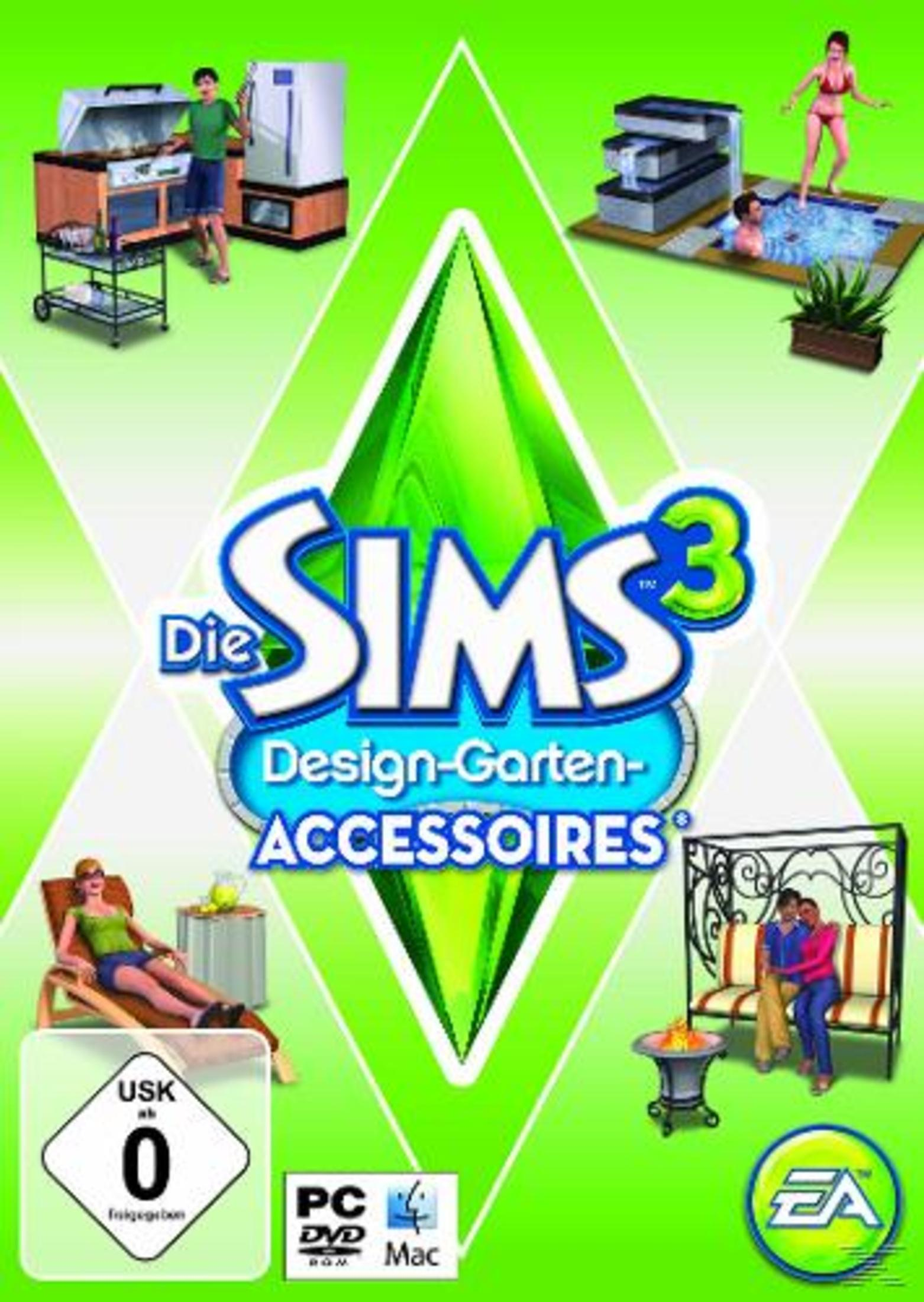 Das Sims 3 Videospiel-Cover. Enthält Spielfiguren und verschiedene Objekte.