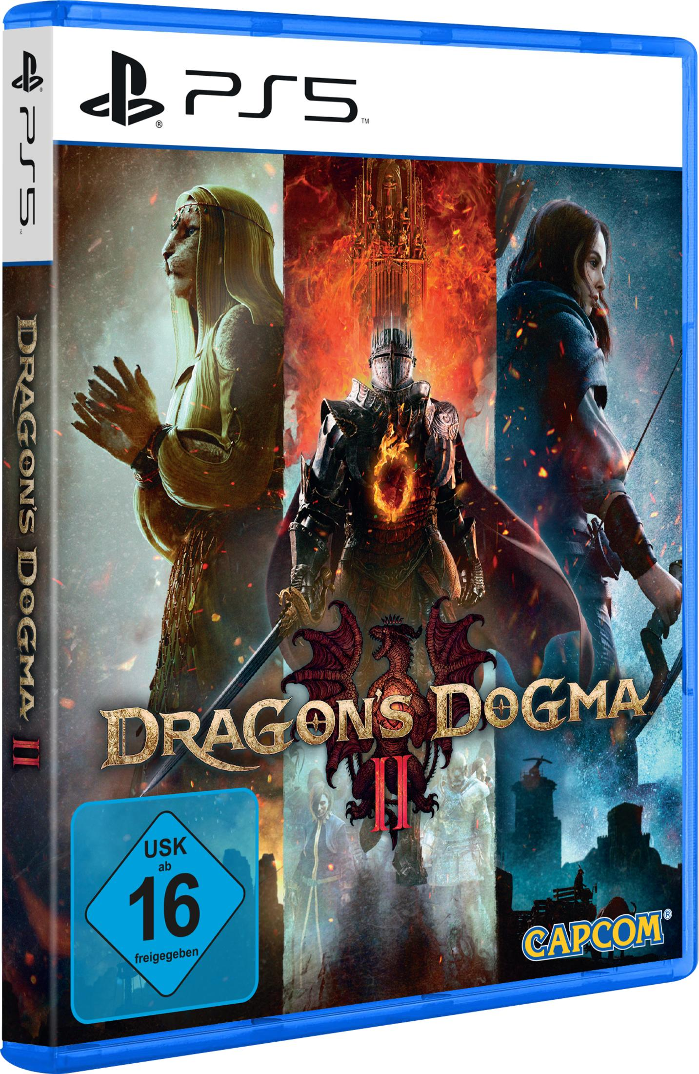 PS5-Spielehülle für Dragon's Dogma II, mit Spielgrafik.