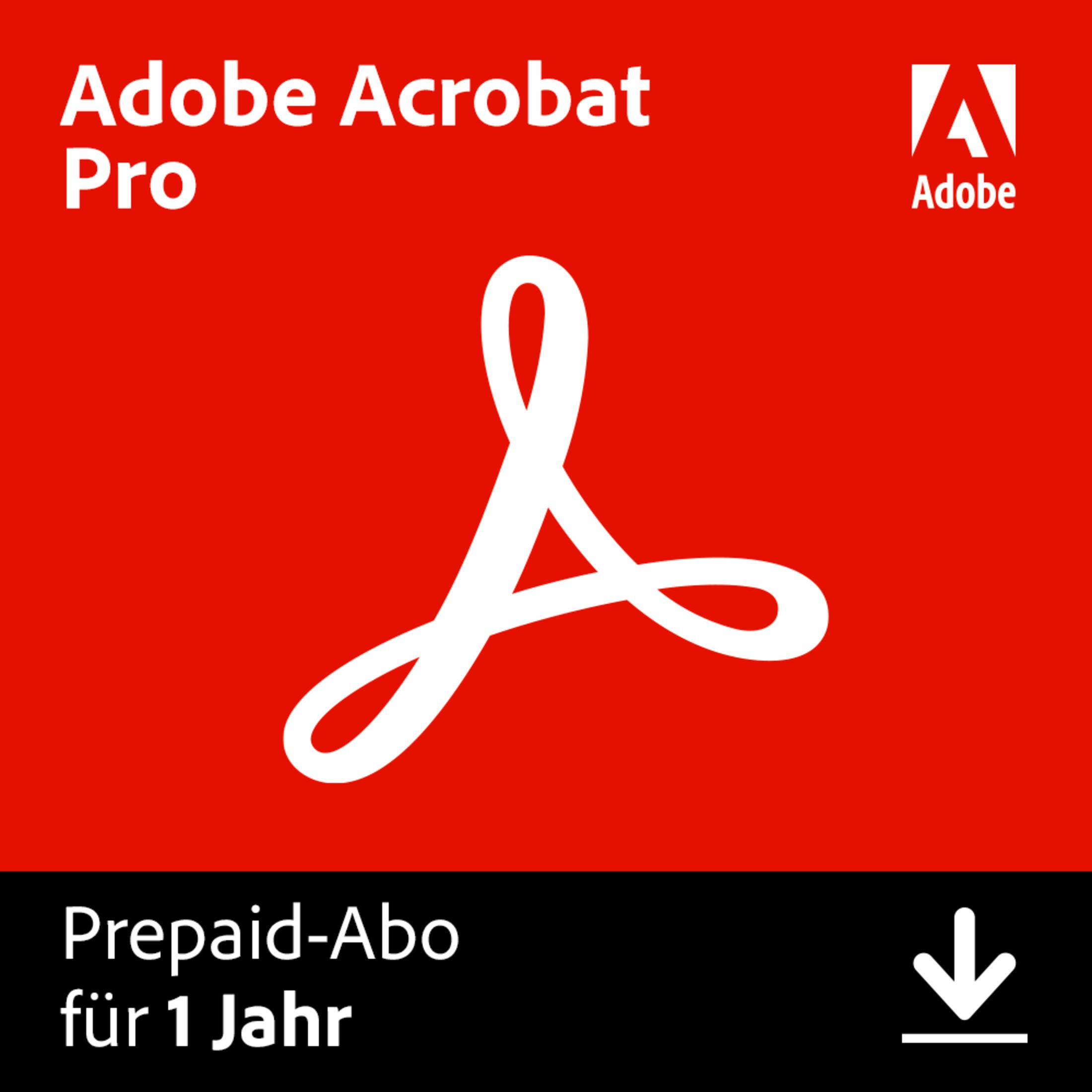 Pudełko Adobe Acrobat Pro. Czerwone tło z białym logo i tekstem.