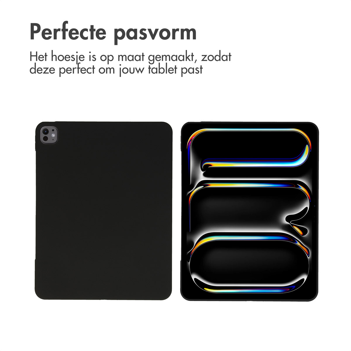 Black tablet case and glowing digital outline on white background.