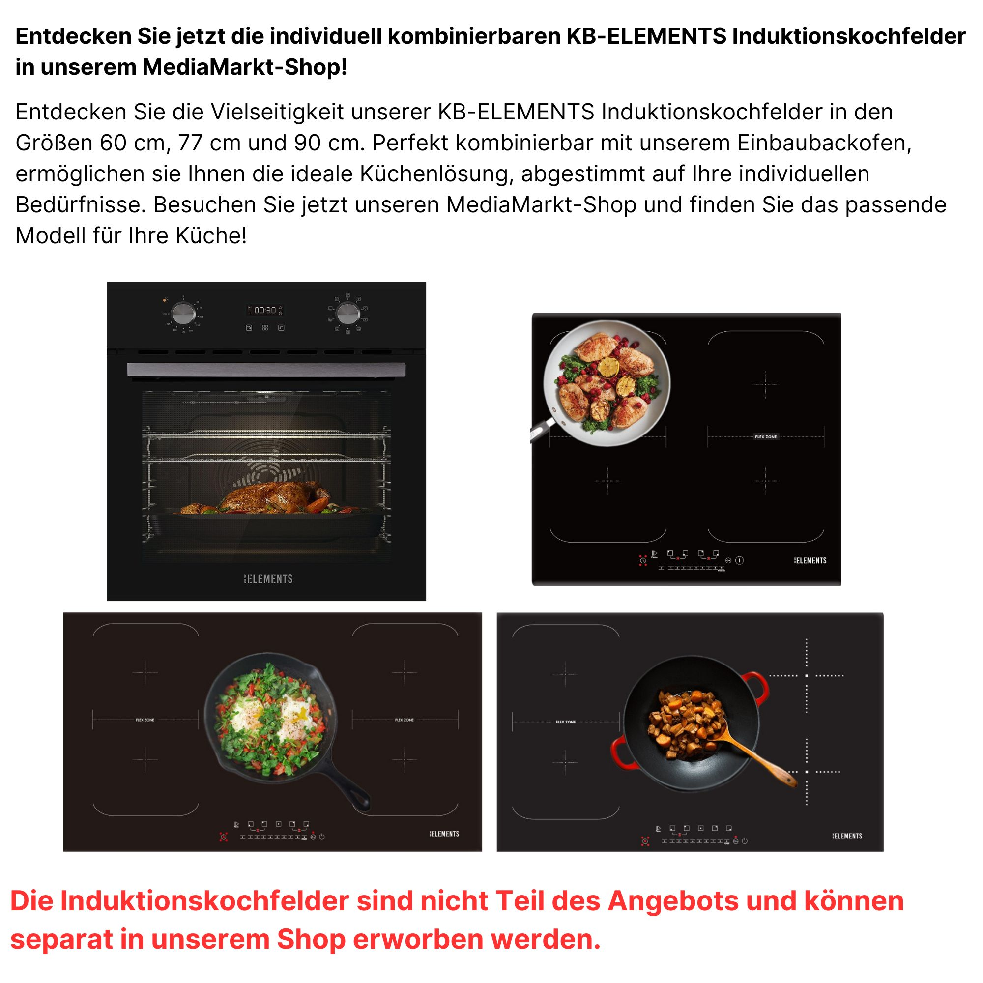 Schwarze Induktionskochfelder, verschiedene Stile. Die Kochfelder sind auf der schwarzen Oberfläche platziert.