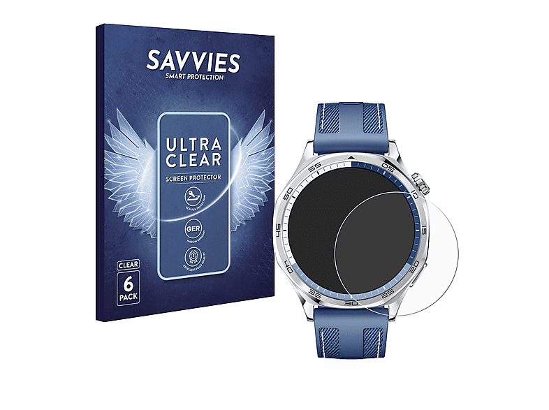 SAVVIES 6x klare Schutzfolie (für Huawei Watch GT 5 (46 mm))