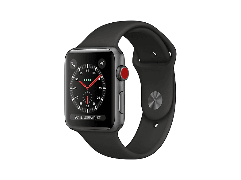 APPLE S3 GPS+CELL 42MM SPACE GREY ALU BLACK SPORT Smartwatch Aluminium Kunststoff, 140-210 mm, Armband: Schwarz / Gehäuse: Dunkelgrau