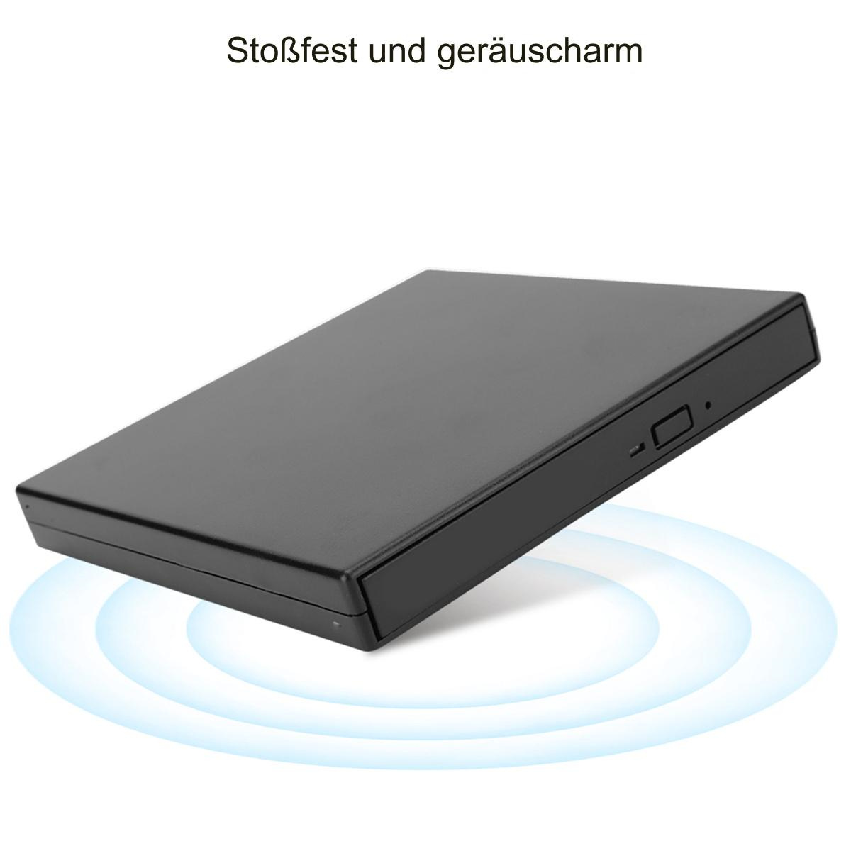 Schwarzer tragbarer DVD-Player mit sauberem Design, vor weißem Hintergrund.