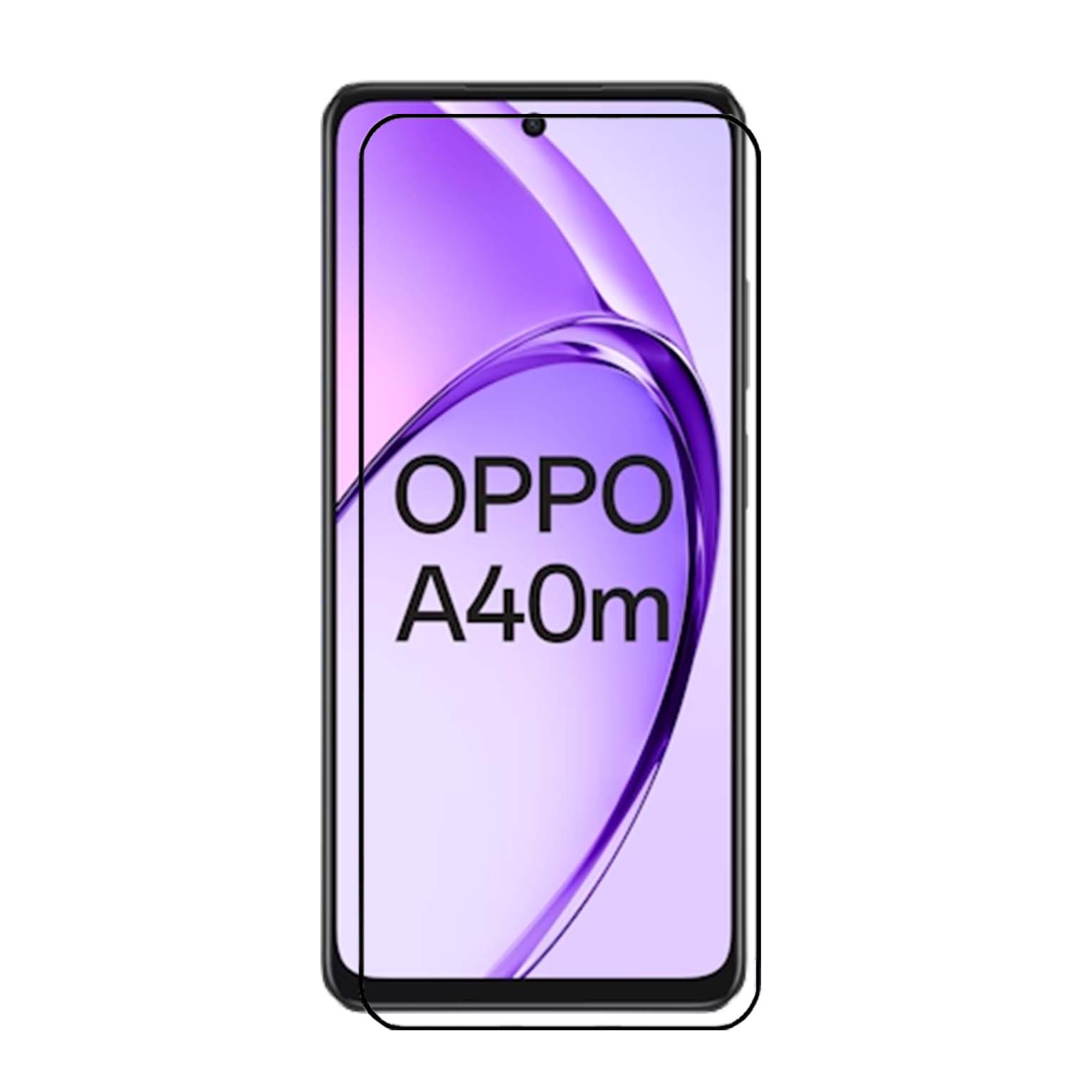Protecteur d'écran pour smartphone OPPO A40m avec fond violet et blanc.